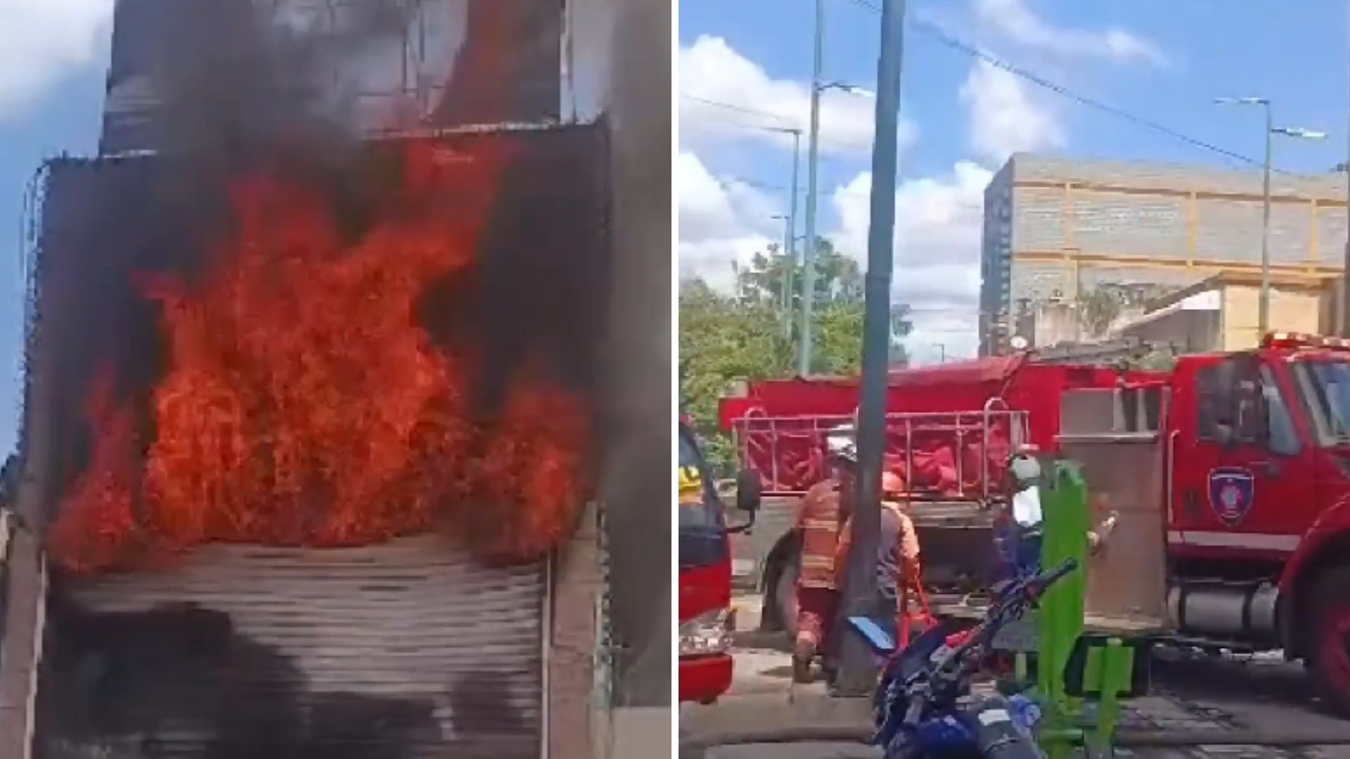 Incendio en edificio comercial de El Cementerio, en Caracas (Venezuela) - Fotos: X