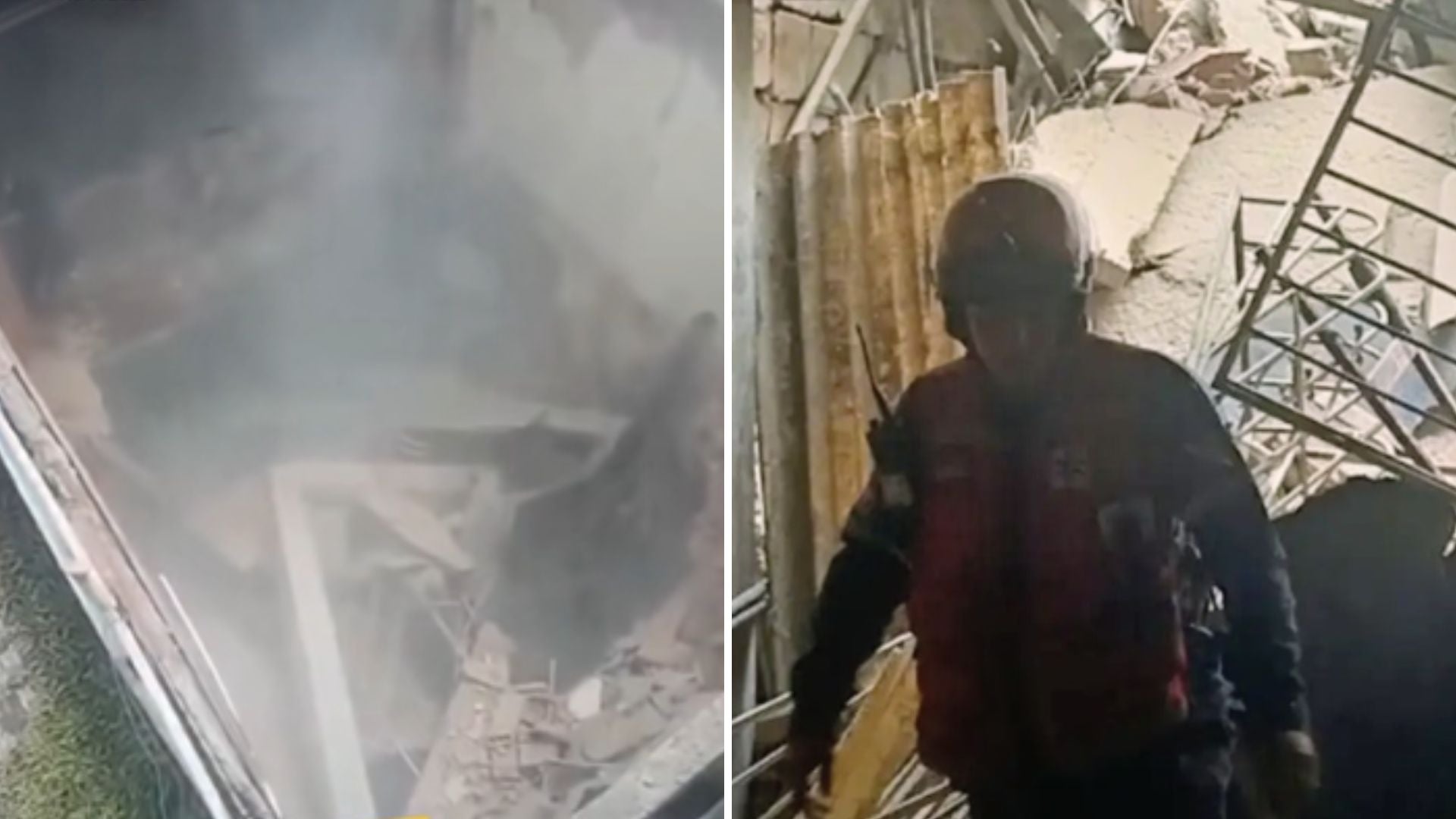 Desplome de estructura en Caracas, Venezuela / Bombero - Fotos: X