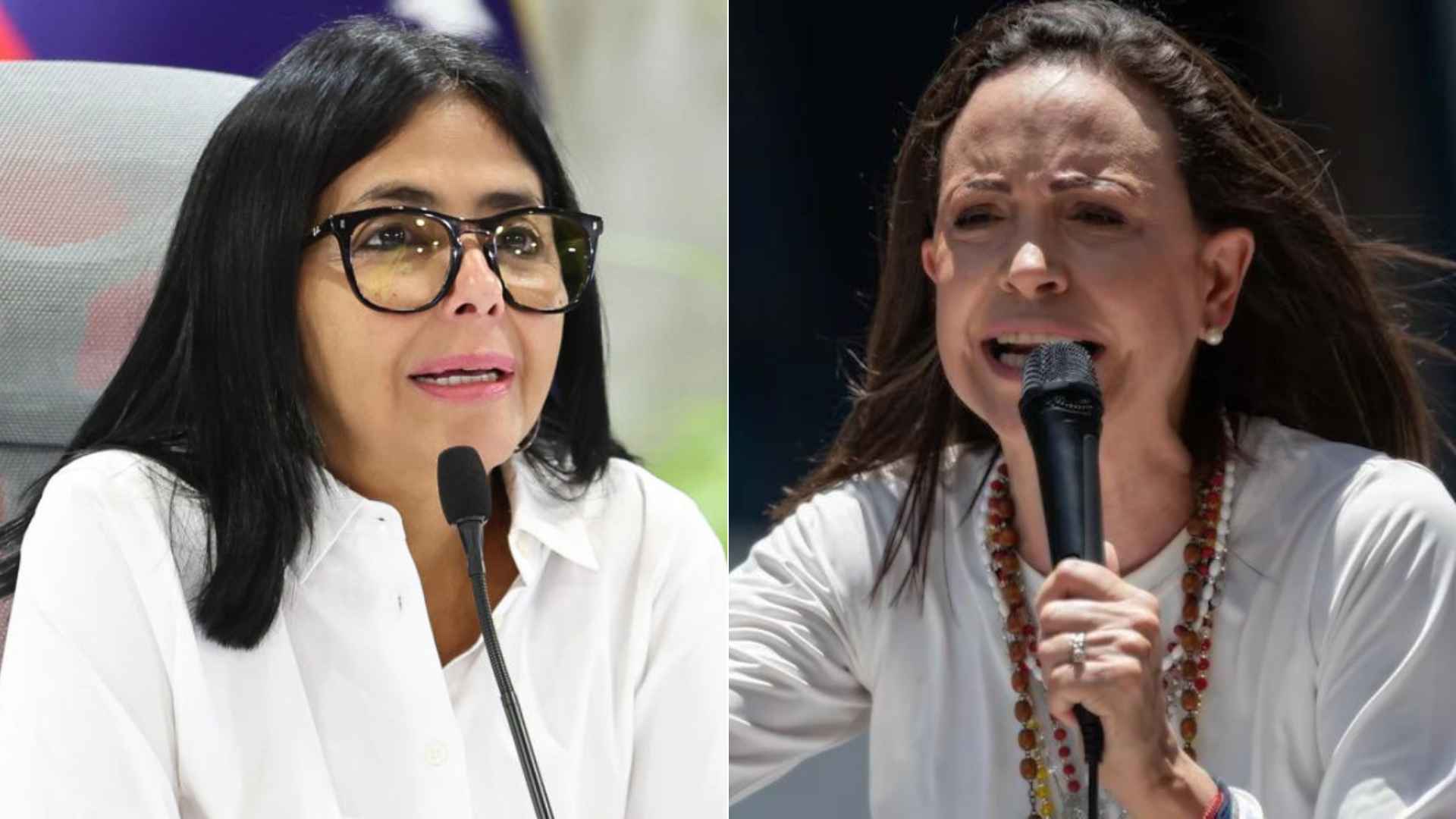 Delcy Rodríguez/ María Corina Machado - Fotos AFP
