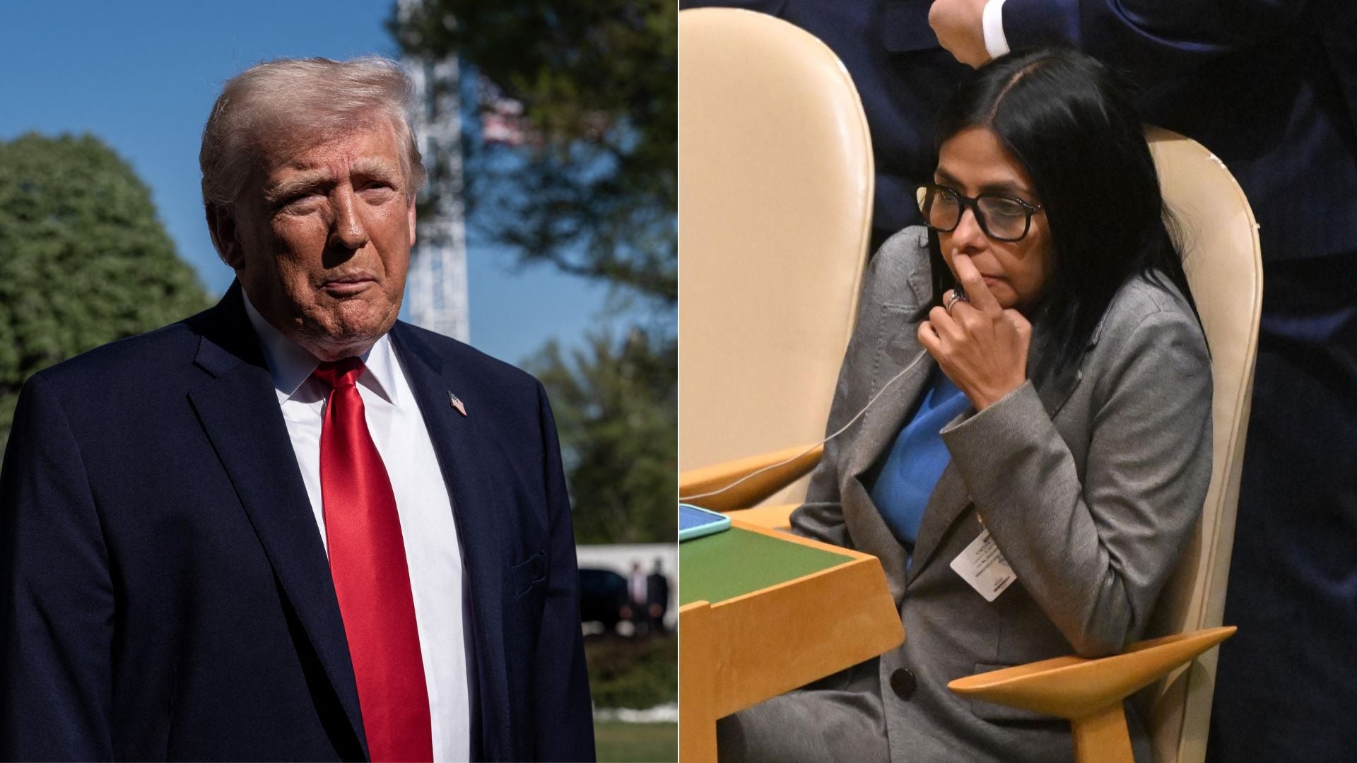 Donald Trump, presidente de EE. UU., y Delcy Rodríguez - Foto: EFE