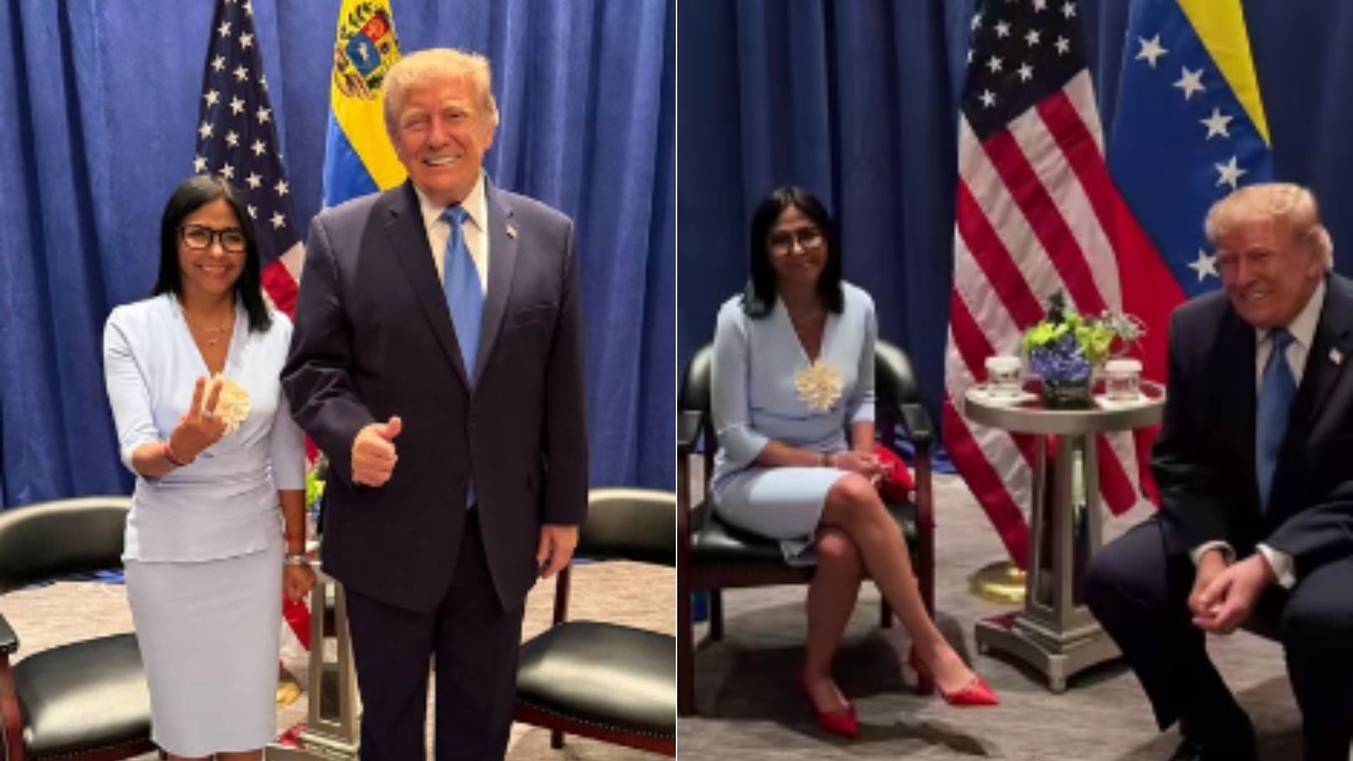 Donald Trump, presidente de EE. UU. / Delcy Rodríguez, jefe encargada del régimen venezolano - Fotos: X