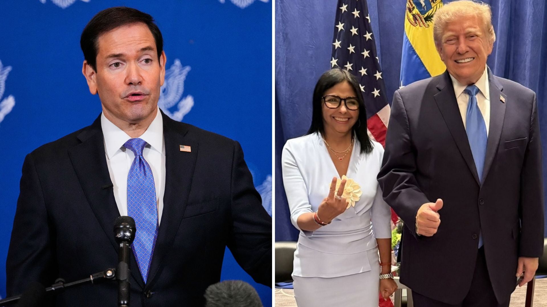 Marco Rubio, Delcy Rodríguez, Donald Trump - AFP