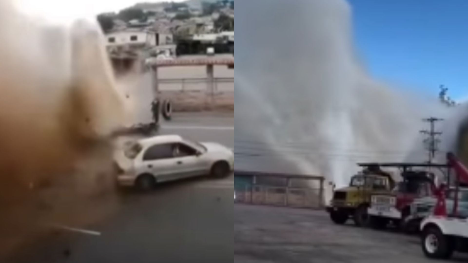 Explosión de tubería matriz en Táriba, estado Táchira - Fotos: X