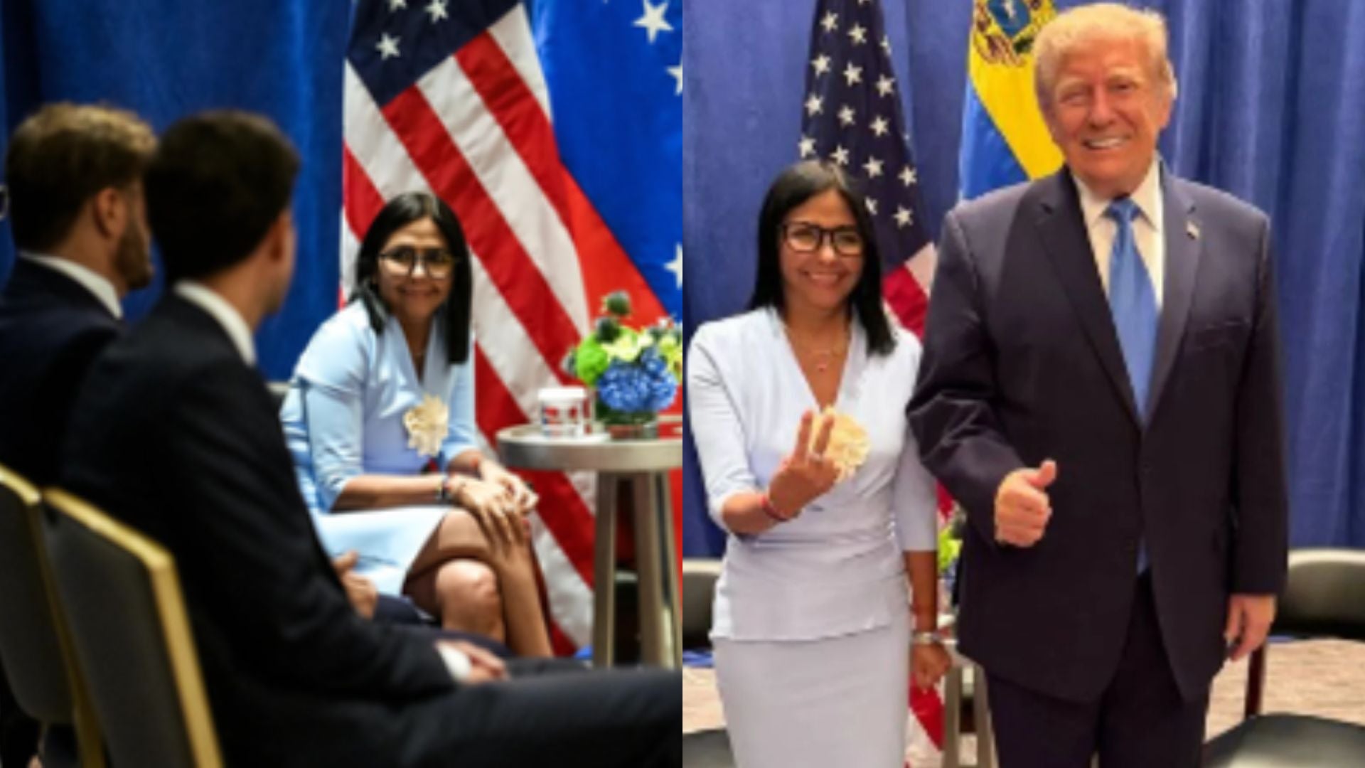 Delcy Rodríguez, jefe encargada del régimen venezolano / Donald Trump, presidente de Estados Unidos - Fotos: EFE / X