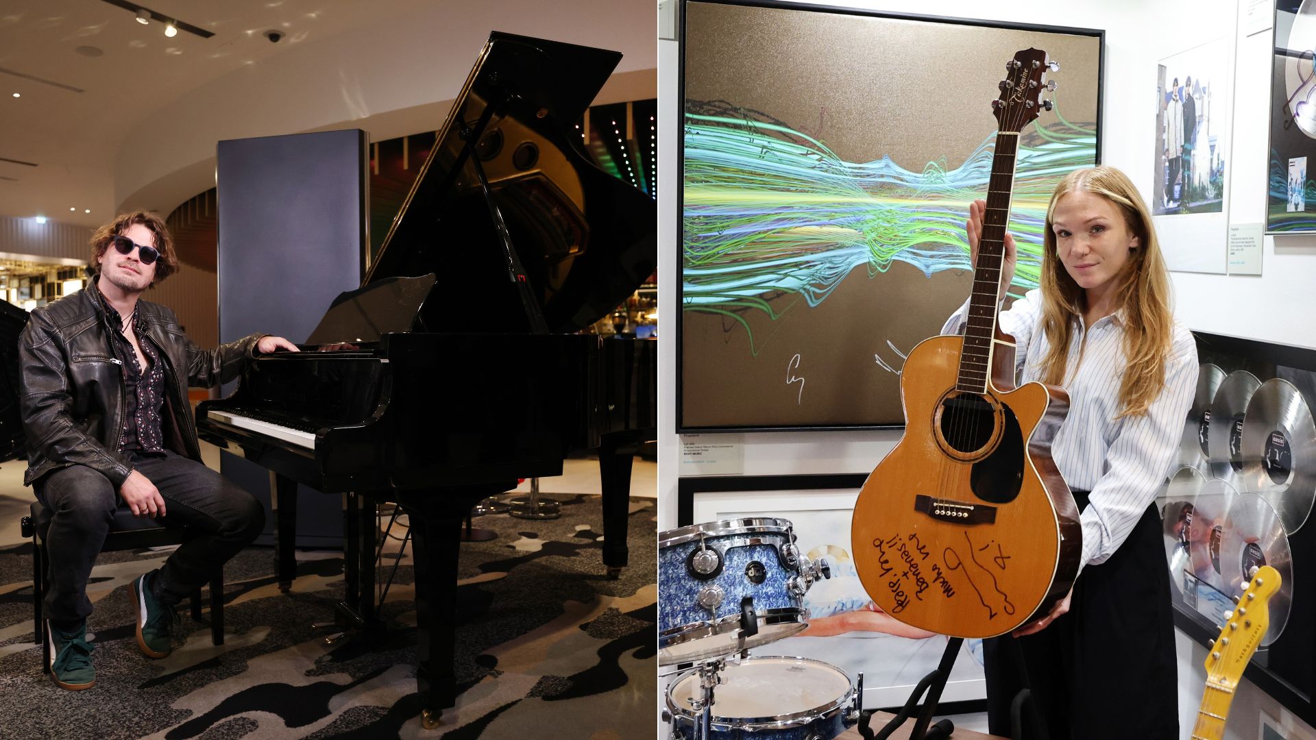 El piano de Freddie Mercury y la Guitarra acústica de Noel Gallagher-Foto: ilustración Canva
