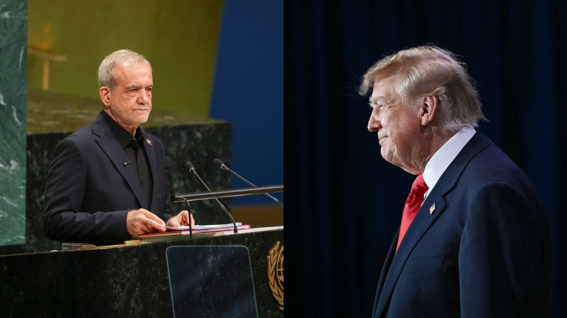 Masoud Pezeshkian, presidente del regímen de Irán, y Donald Trump, presidente de EE. UU. - Foto: EFE