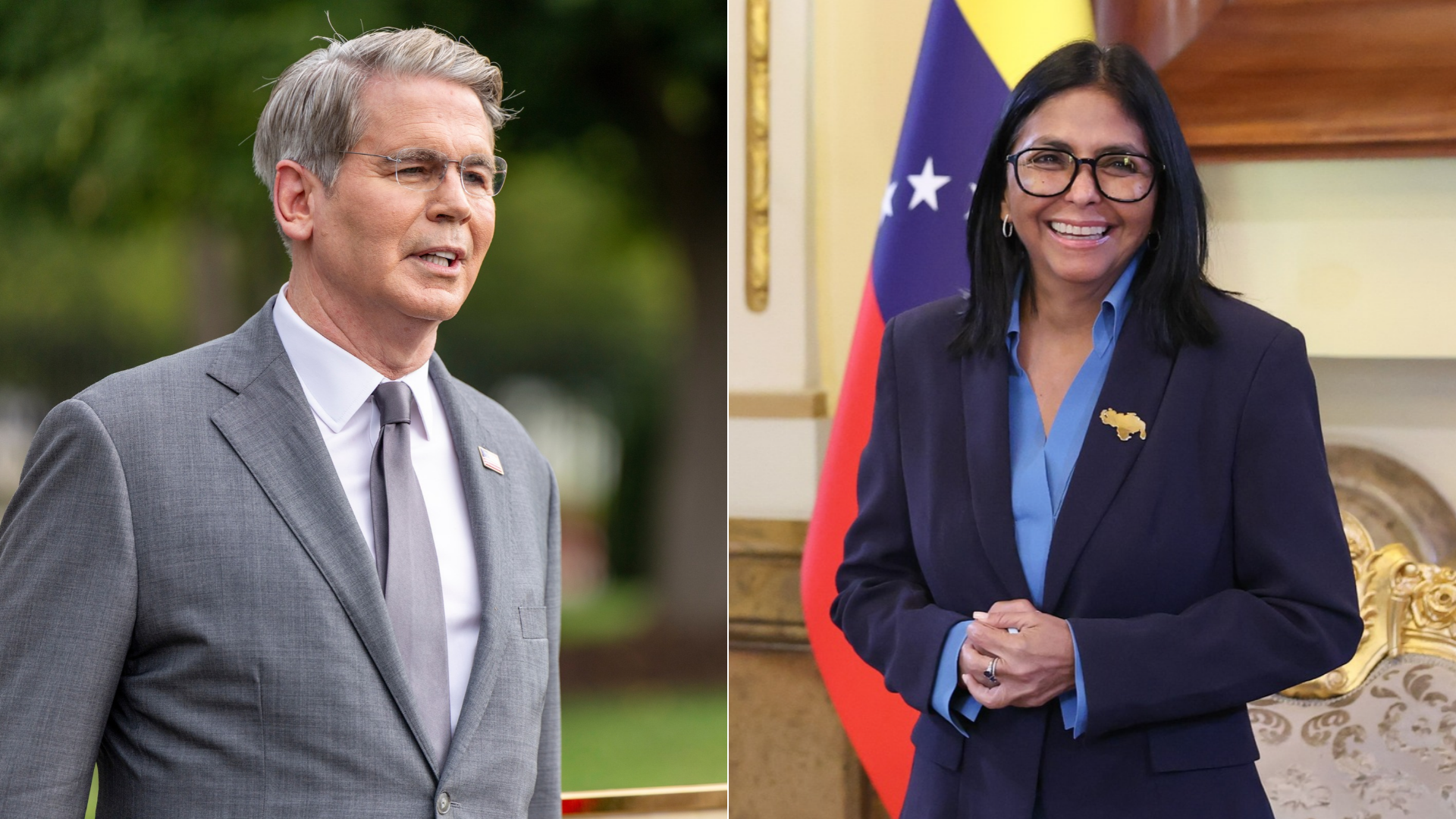 Scott Bessent y Delcy Rodríguez | Fotos: EFE