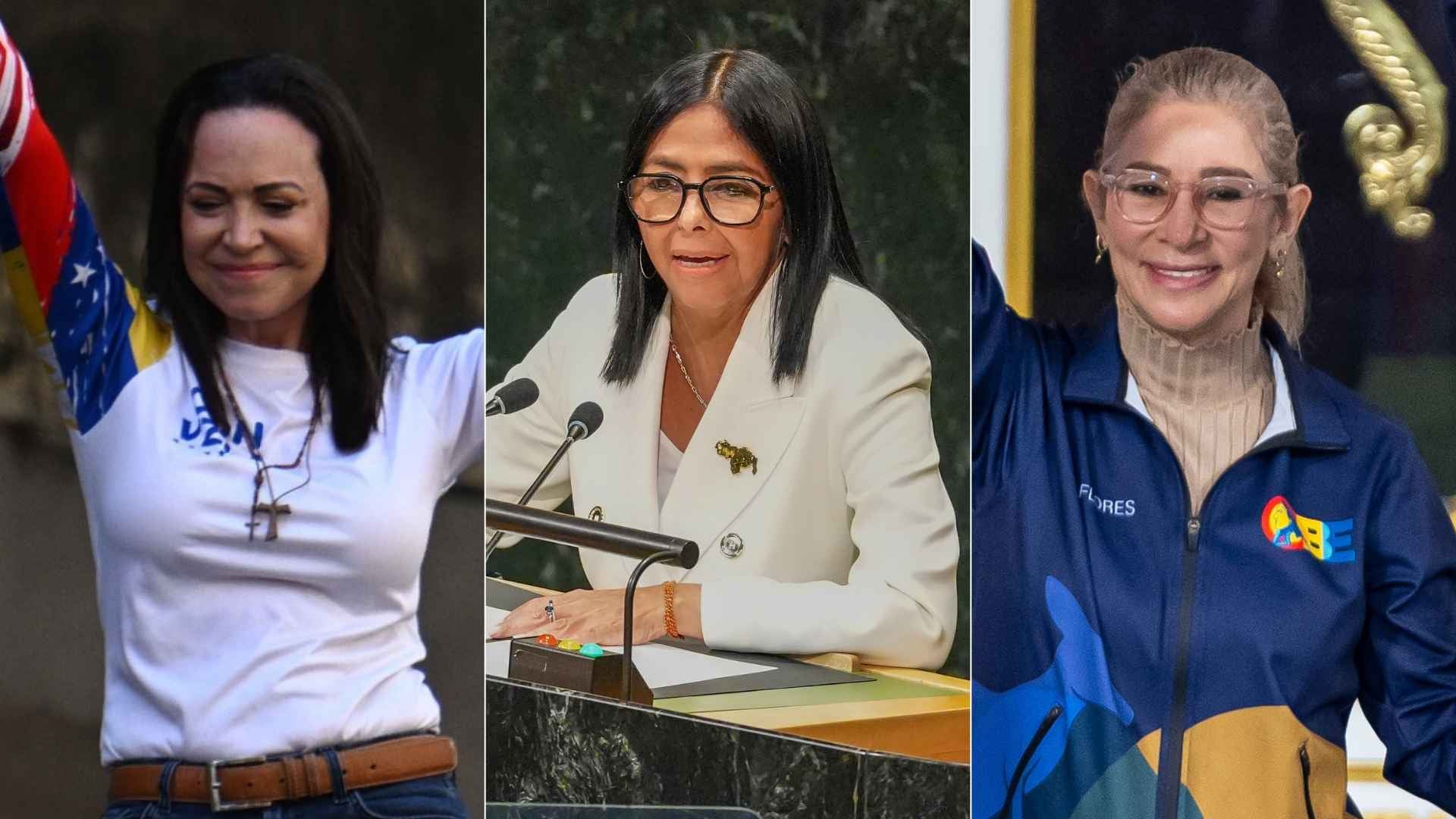 María Corina Machado/ Delcy Rodríguez/ Cilia Flores - Fotos EFE