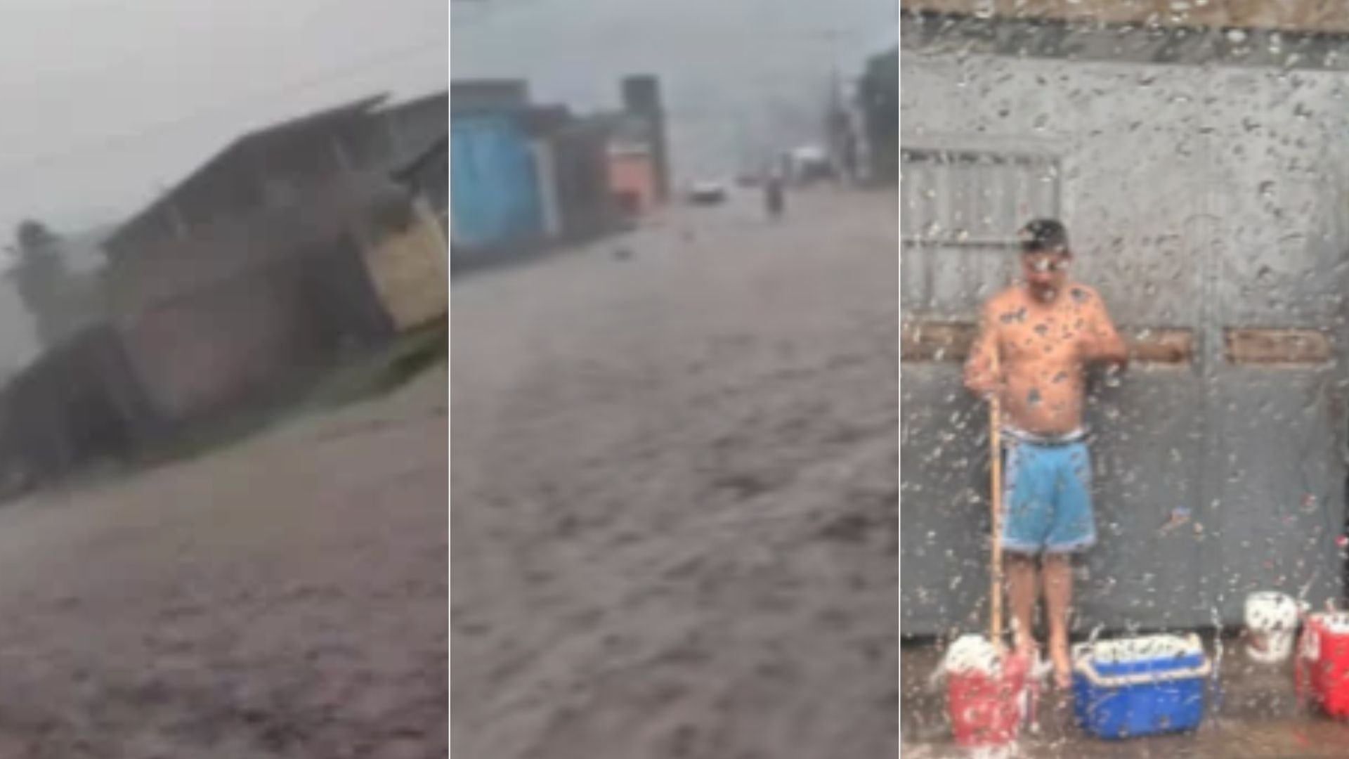 Anegación afecta la Calle Democracia en el sector Las Charas de Puerto La Cruz (Venezuela) - Fotos: X