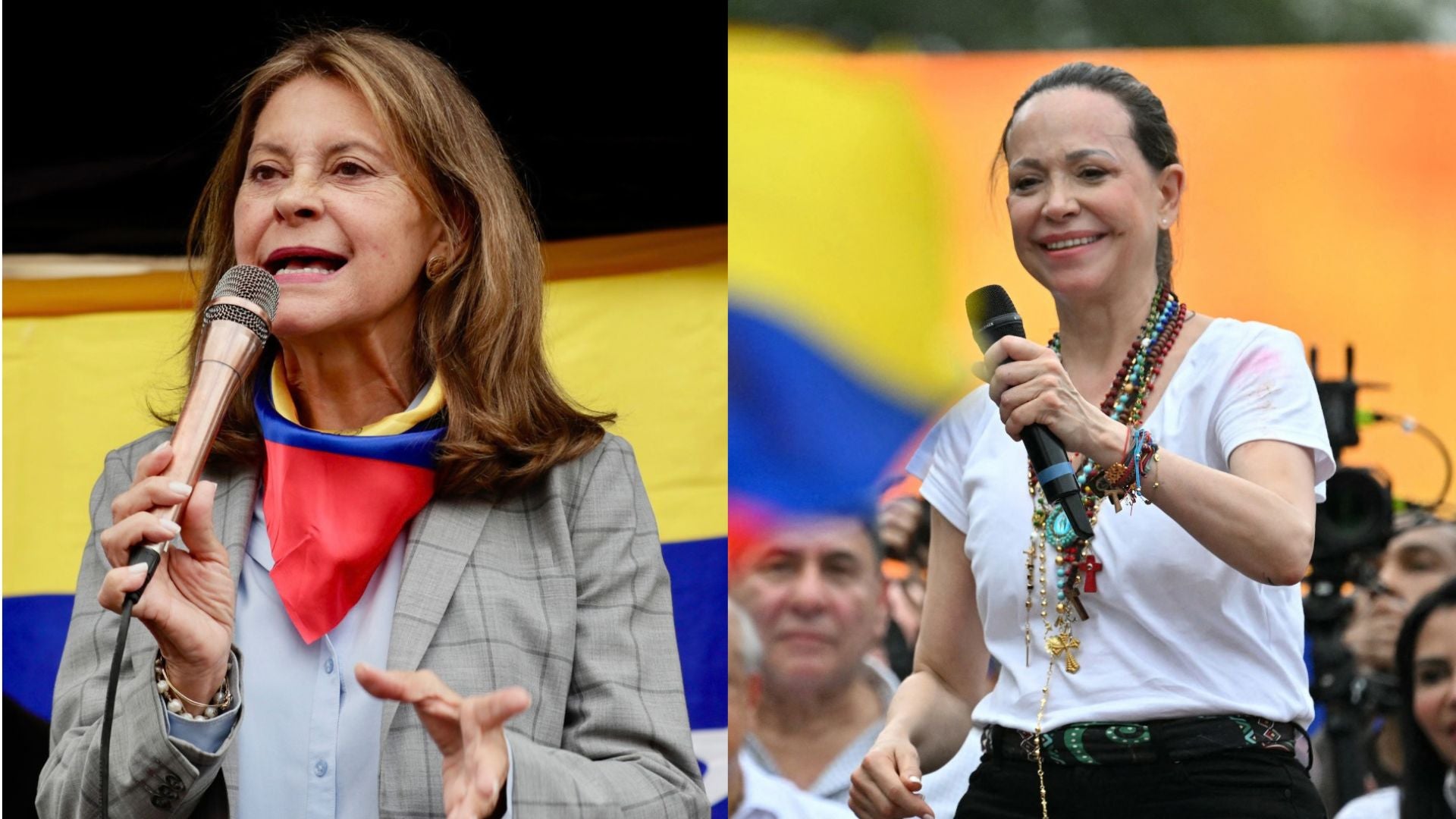 Marta Lucía Ramírez manifiesta su respaldo a María Corina ante eventual regreso - Fotos: EFE/AFP