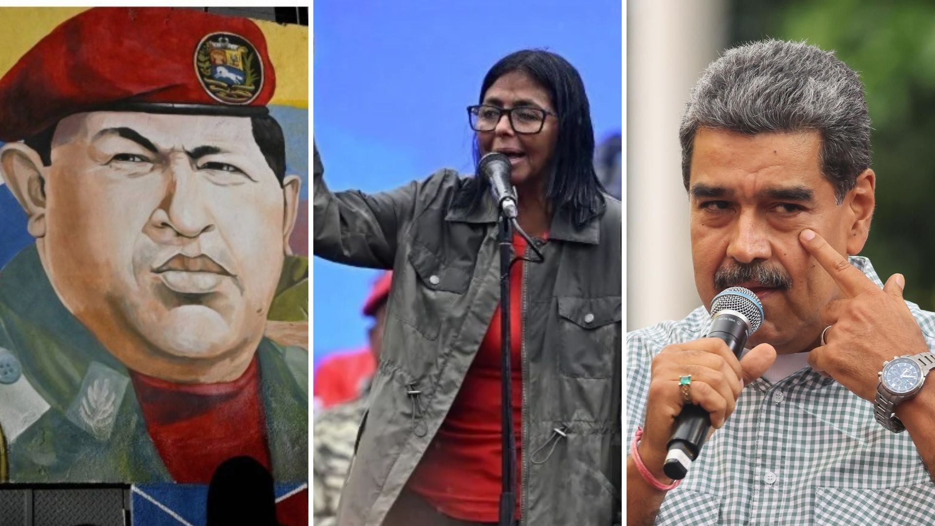 Hugo Chávez, Nicolás Maduro y Delcy Rodríguez - AFP/EFE