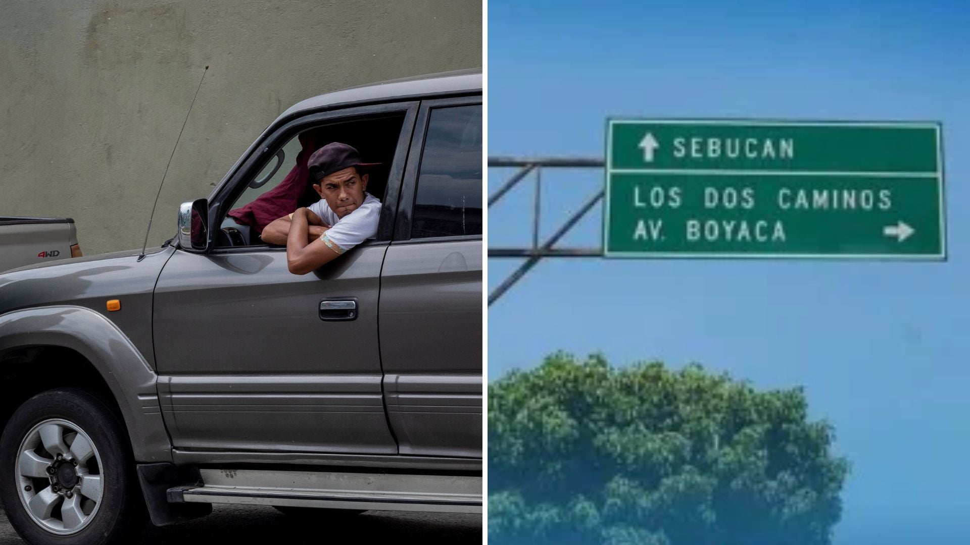 Un hombre esperando dar reversa con su vehículo / Señalización vial en la Avenida Boyacá (Caracas, Venezuela) - Fotos de referencia: EFE / X