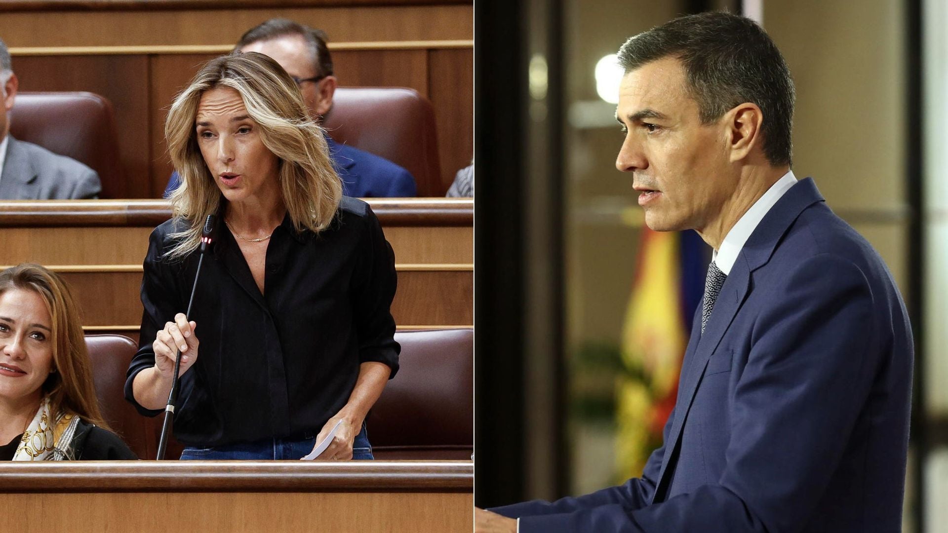 Cayetana Álvarez, diputada del Partido Popular de España, y Pedro Sánchez, presidente de España - Foto:s EFE