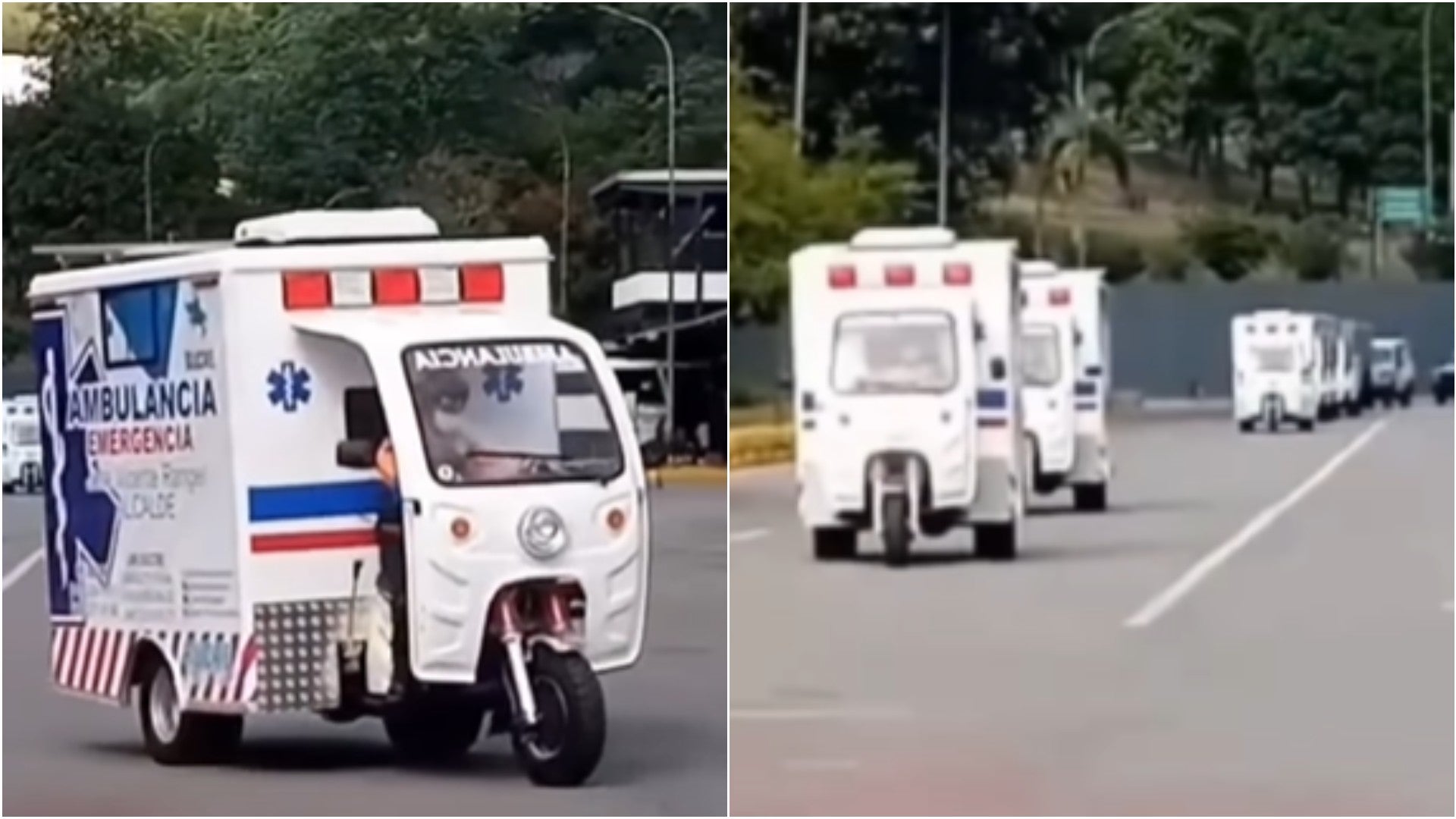 Motocargas adaptadas como "ambulancias" en Venezuela - Fotos: X