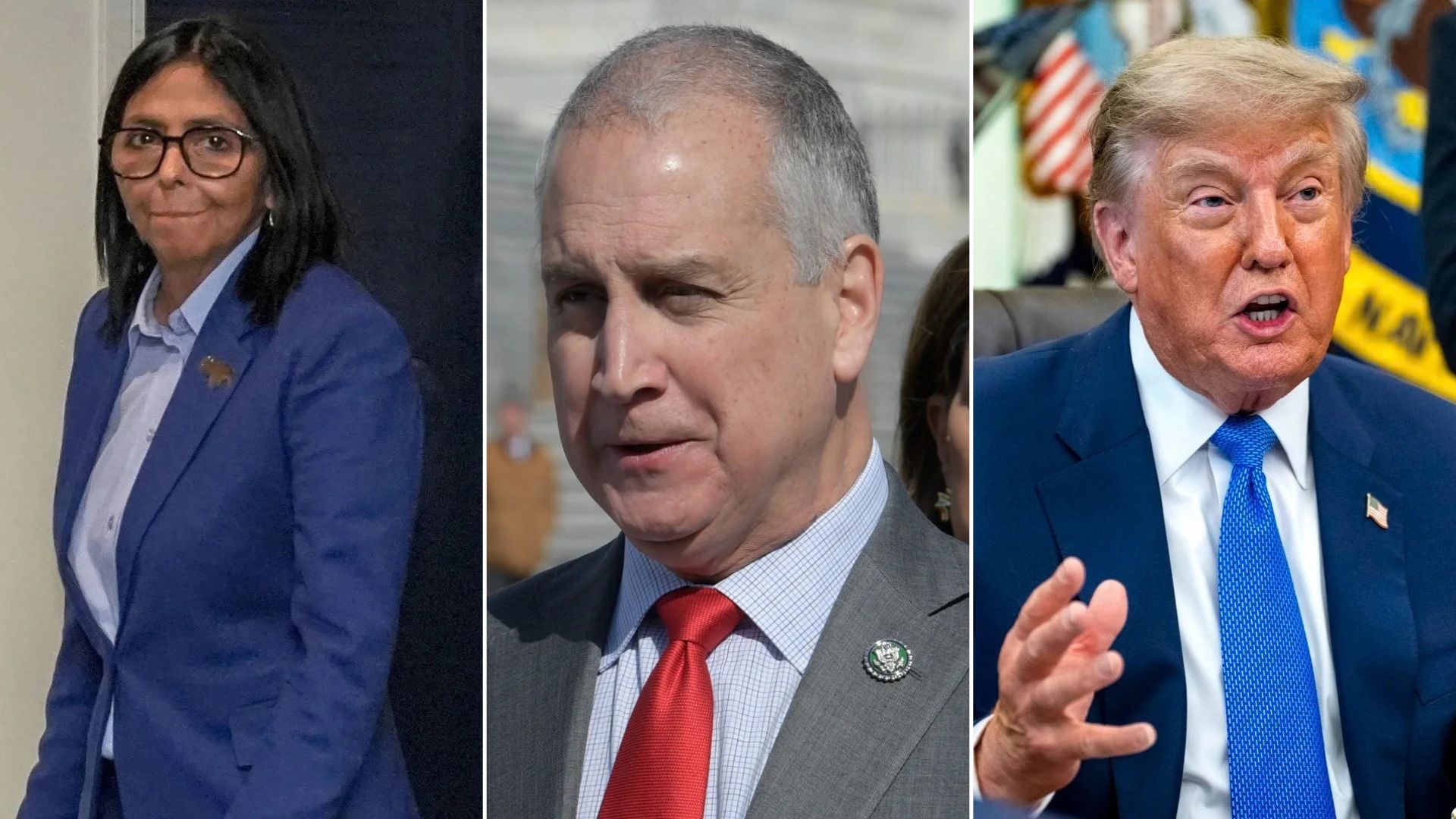 Delcy Rodríguez, Mario Díaz-Balart y Donald Trump - Fotos: EFE