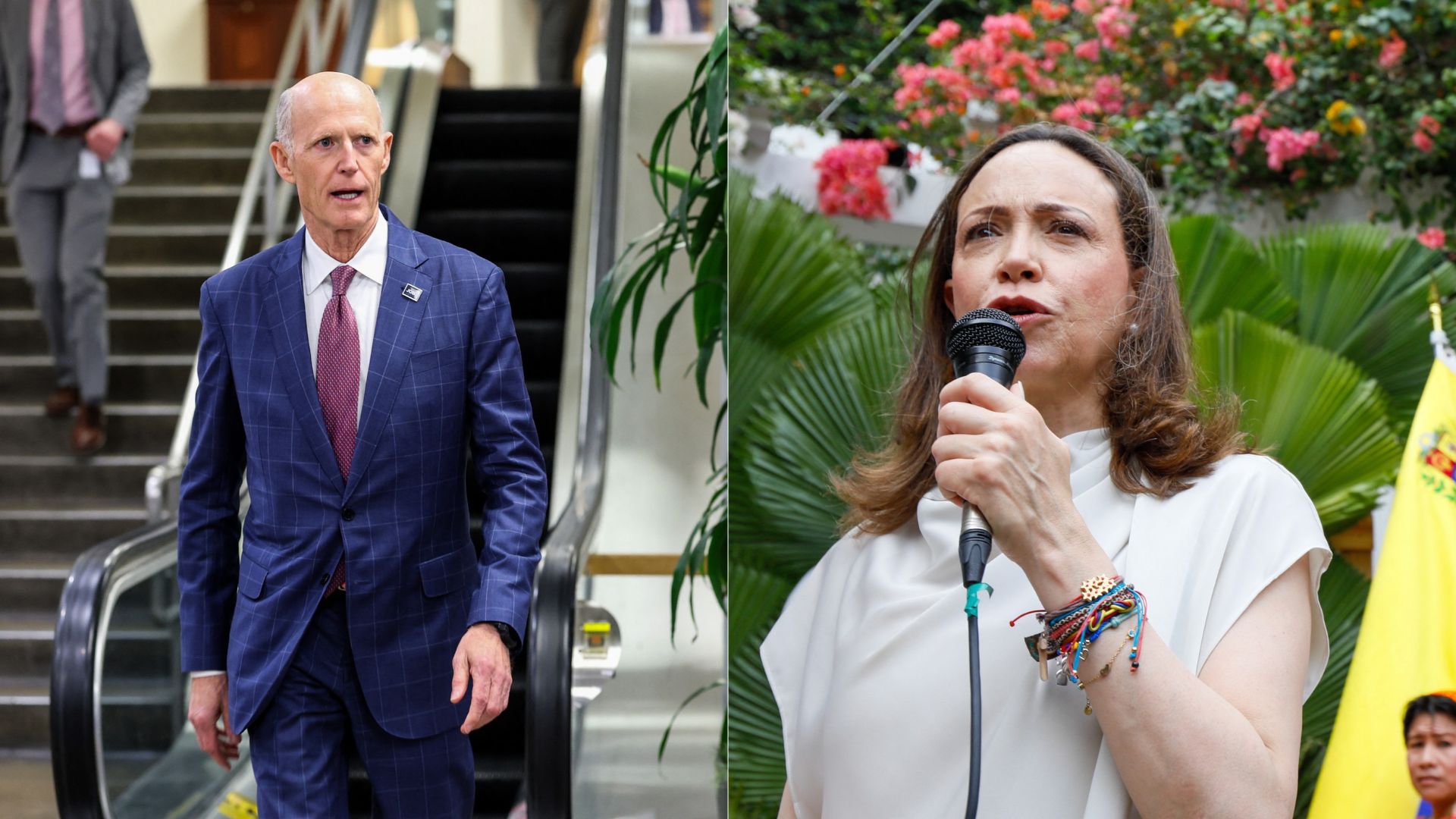 Rick Scott habló sobre fecha de elecciones y María Corina Machado - Fotos: AFP