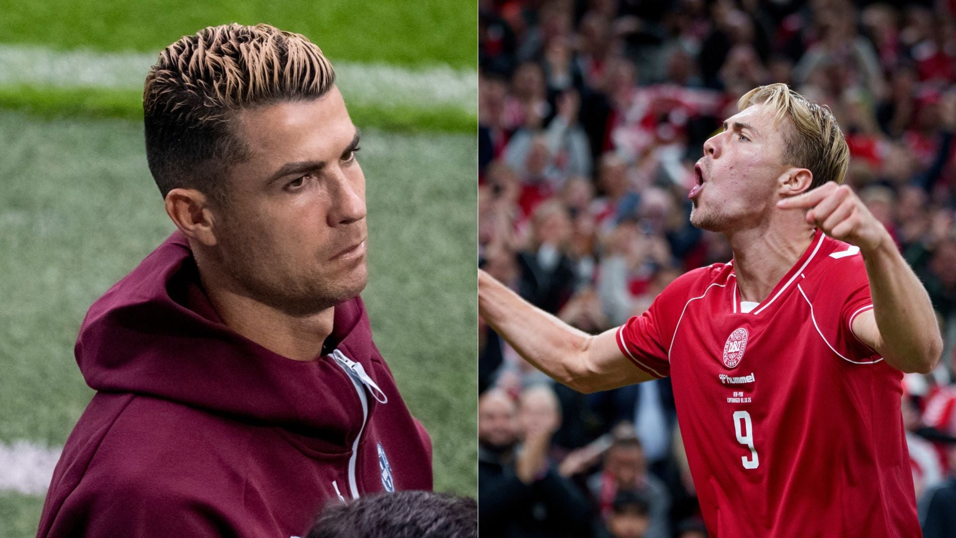 Cristiano Ronaldo, futbolista portugués / Rasmus Højlund, futbolista danés - Fotos: EFE