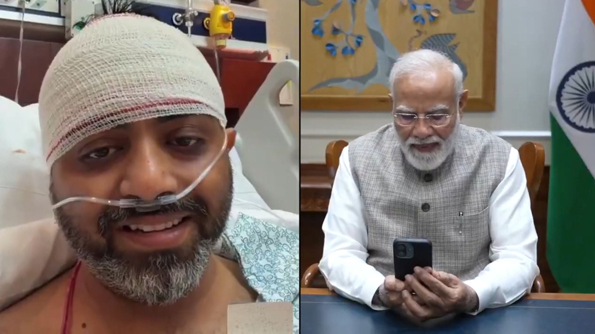 Piloto habla desde el hospital con el primer ministro de India por videollamada - EFE