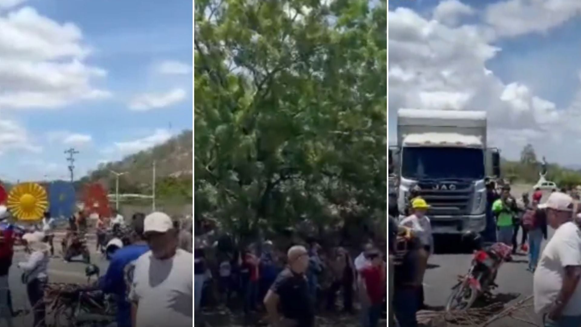 Manifestantes bloquean la carretera Centroccidental de Venezuela - Fotos: X