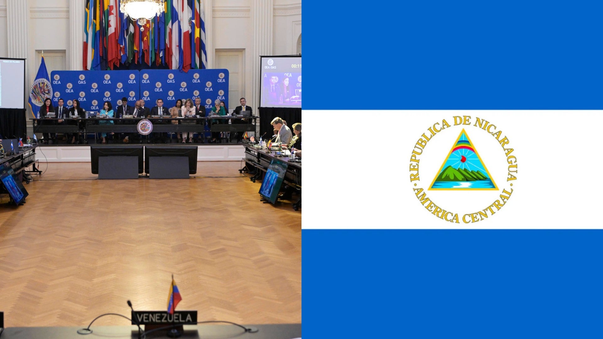 Sesión de la OEA sobre Nicaragua / FOTO: EFE - Canva