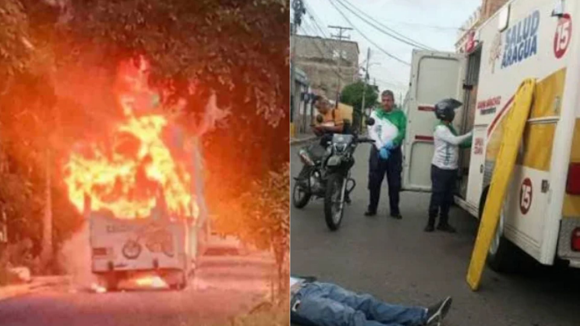 Incendio de autobús en Maracay (Venezuela) - Fotos: X