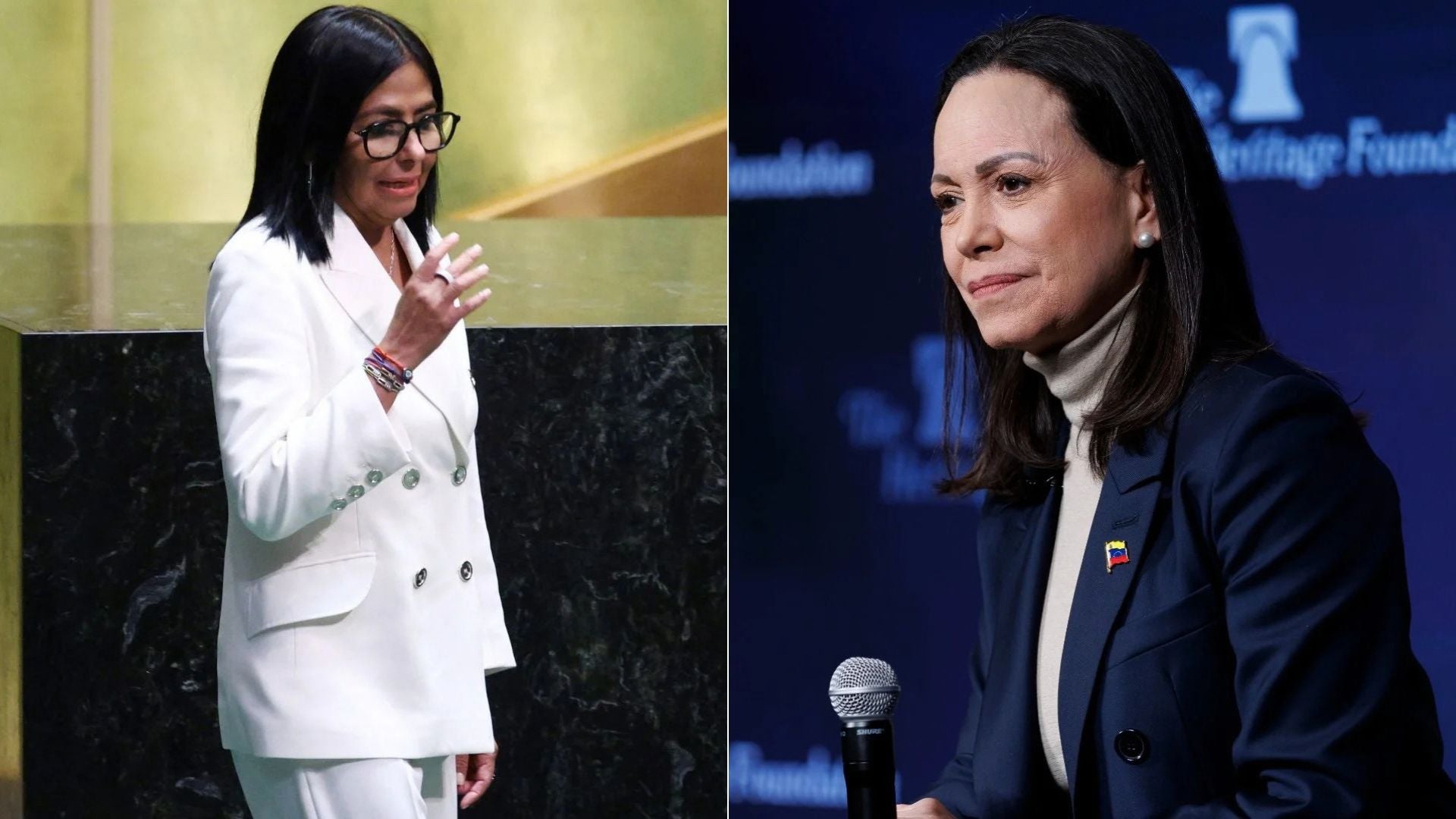 María Corina Machado estaría dispuesta a sentarse cara a cara con Delcy Rodríguez - Fotos: AFP/EFE