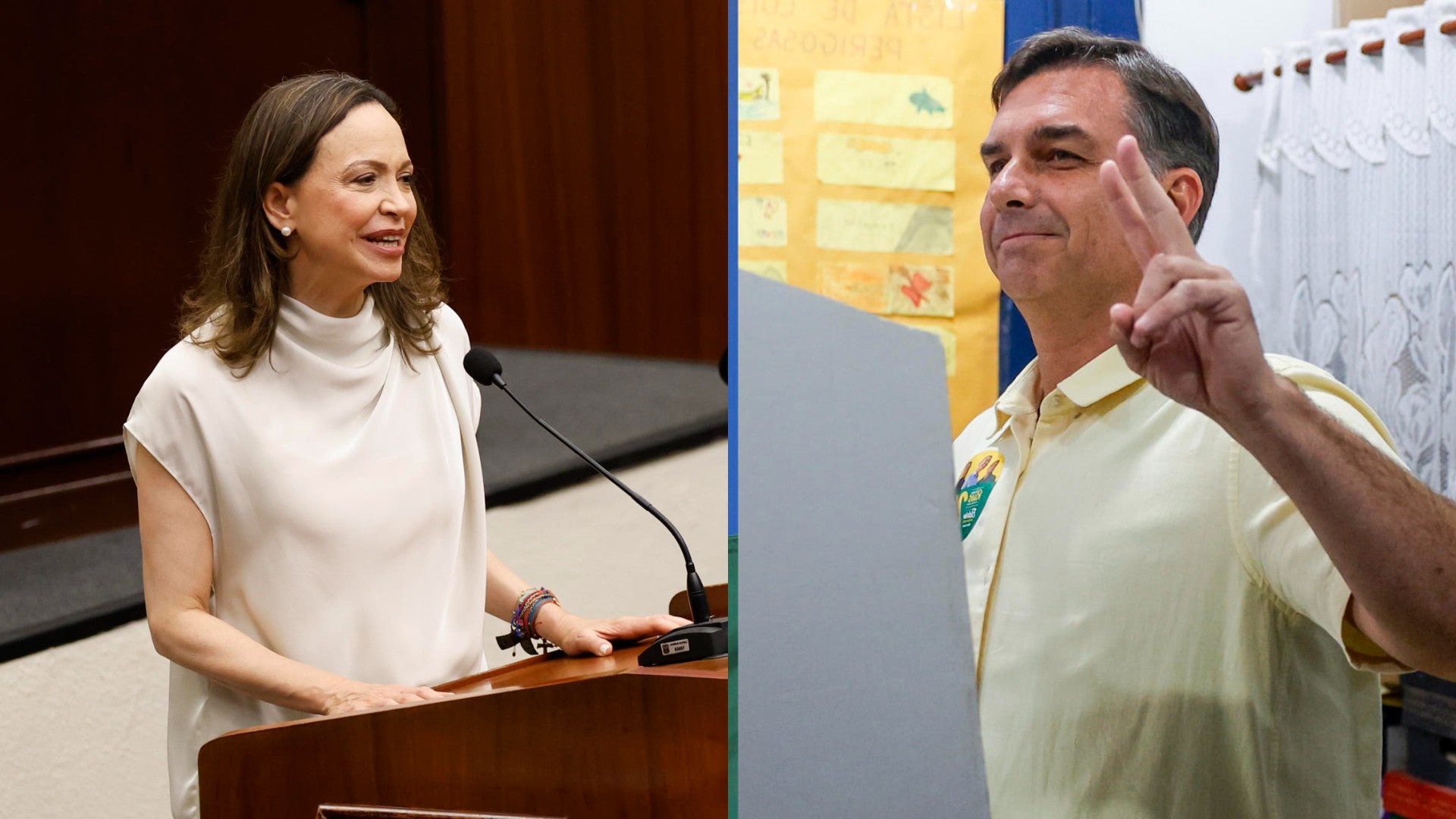 María Corina Machado felicita a Flávio Bolsonaro / FOTO: EFE