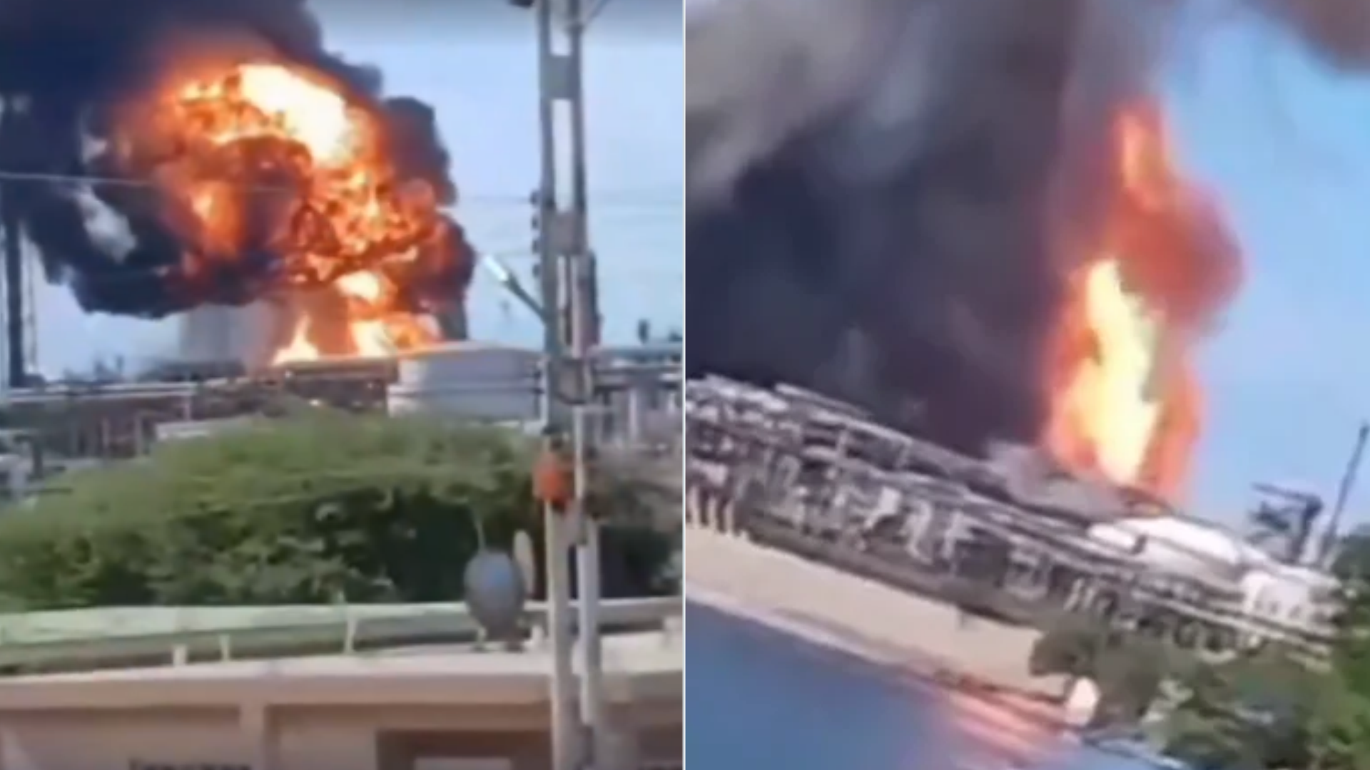 Incendio en la Refinería Cardón en el estado Falcón (Venezuela) - Fotos: X