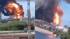 Incendio en la Refinería Cardón en el estado Falcón (Venezuela) - Fotos: X
