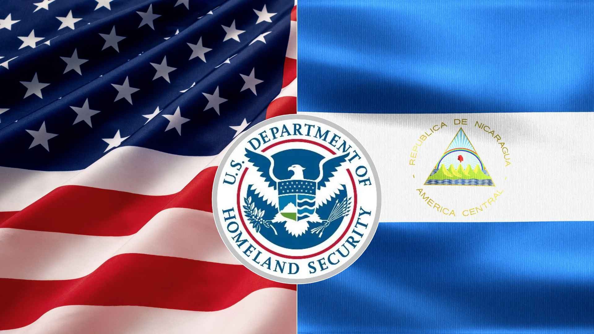 Banderas de EE. UU. y Nicaragua - Canva/ DHS - Foto X: @DHSgov