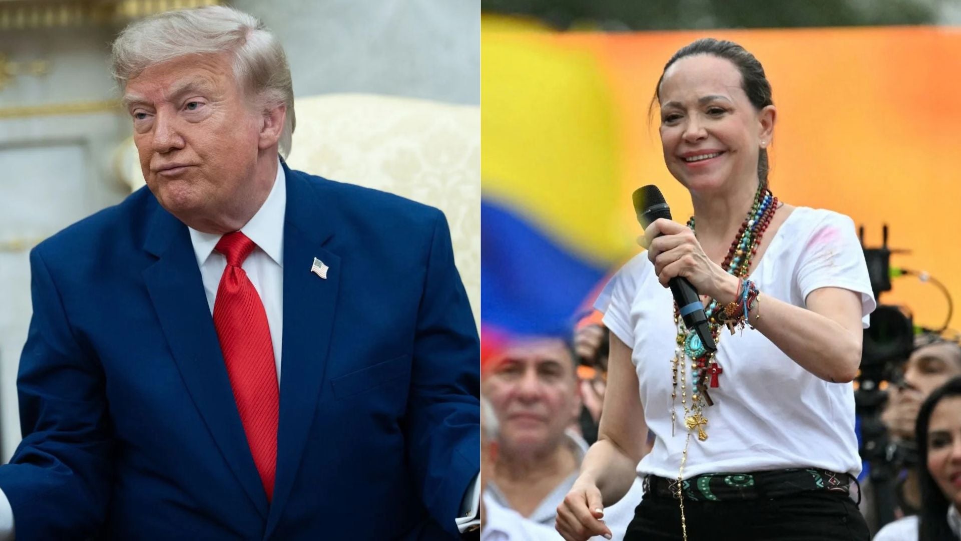 Donald Trump y María Corina Machado - Fotos: EFE/AFP