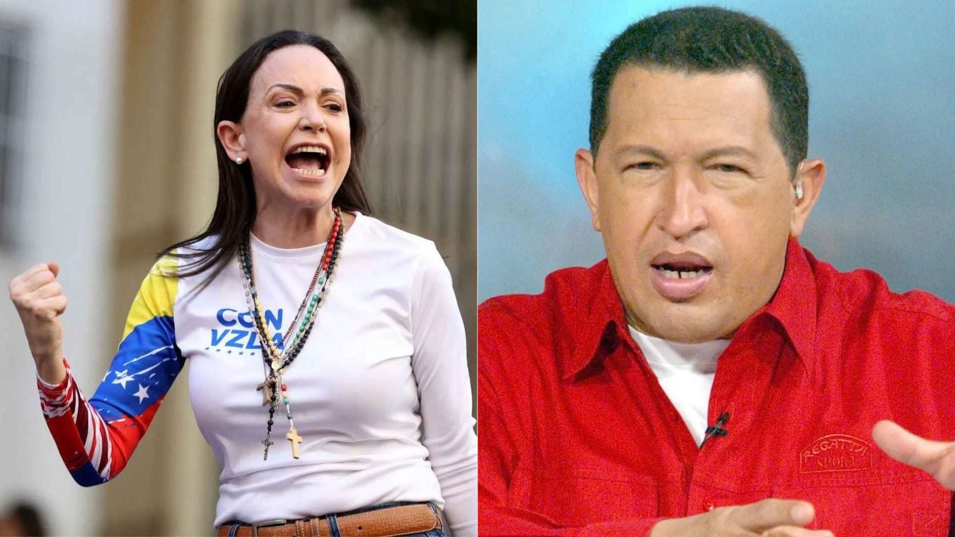 María Corina Machado y Hugo Chávez - Fotos: AFP/EFE