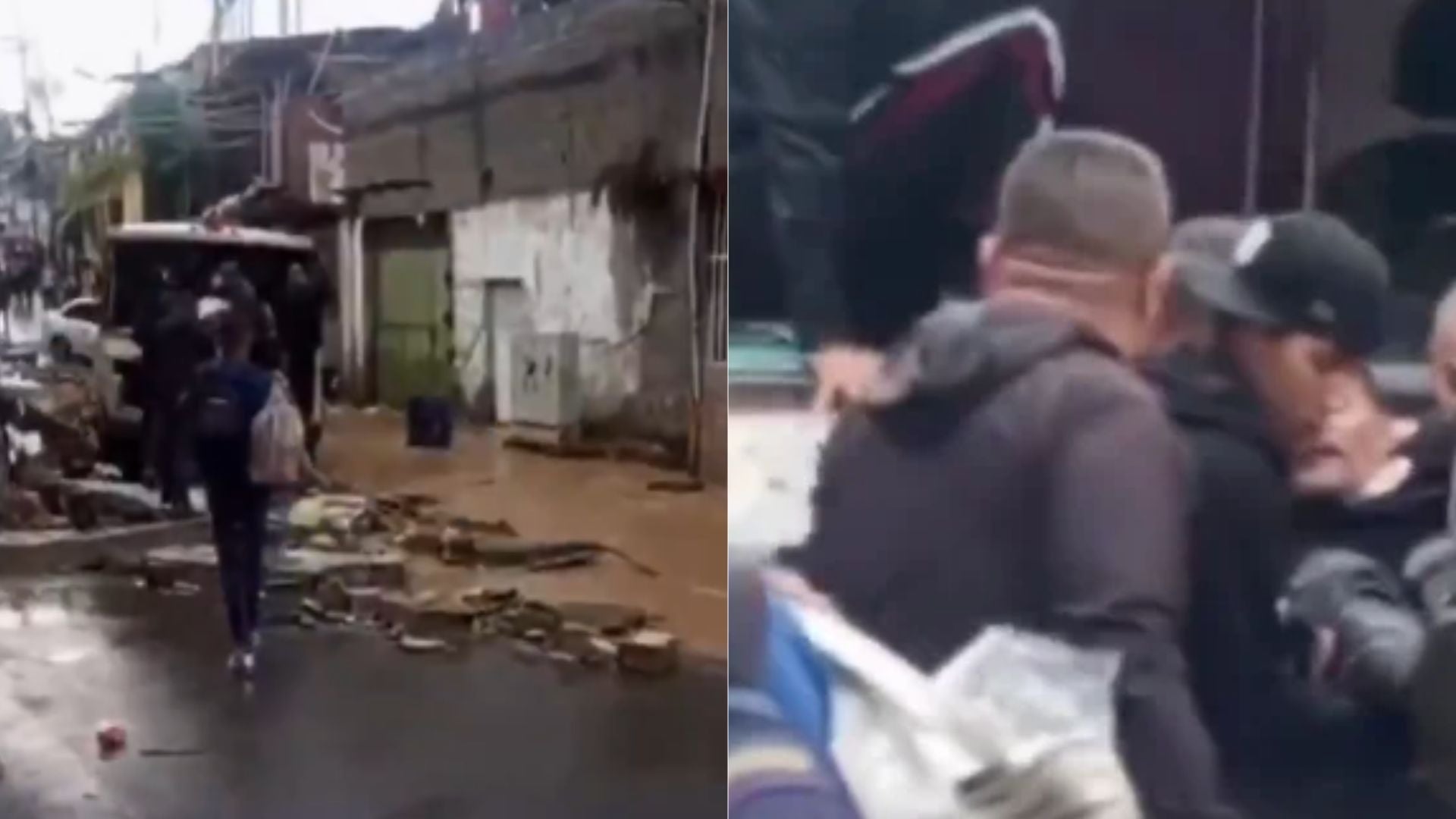 Colapso de una pared sobre un autobús en Los Teques deja una persona herida - Fotos: X
