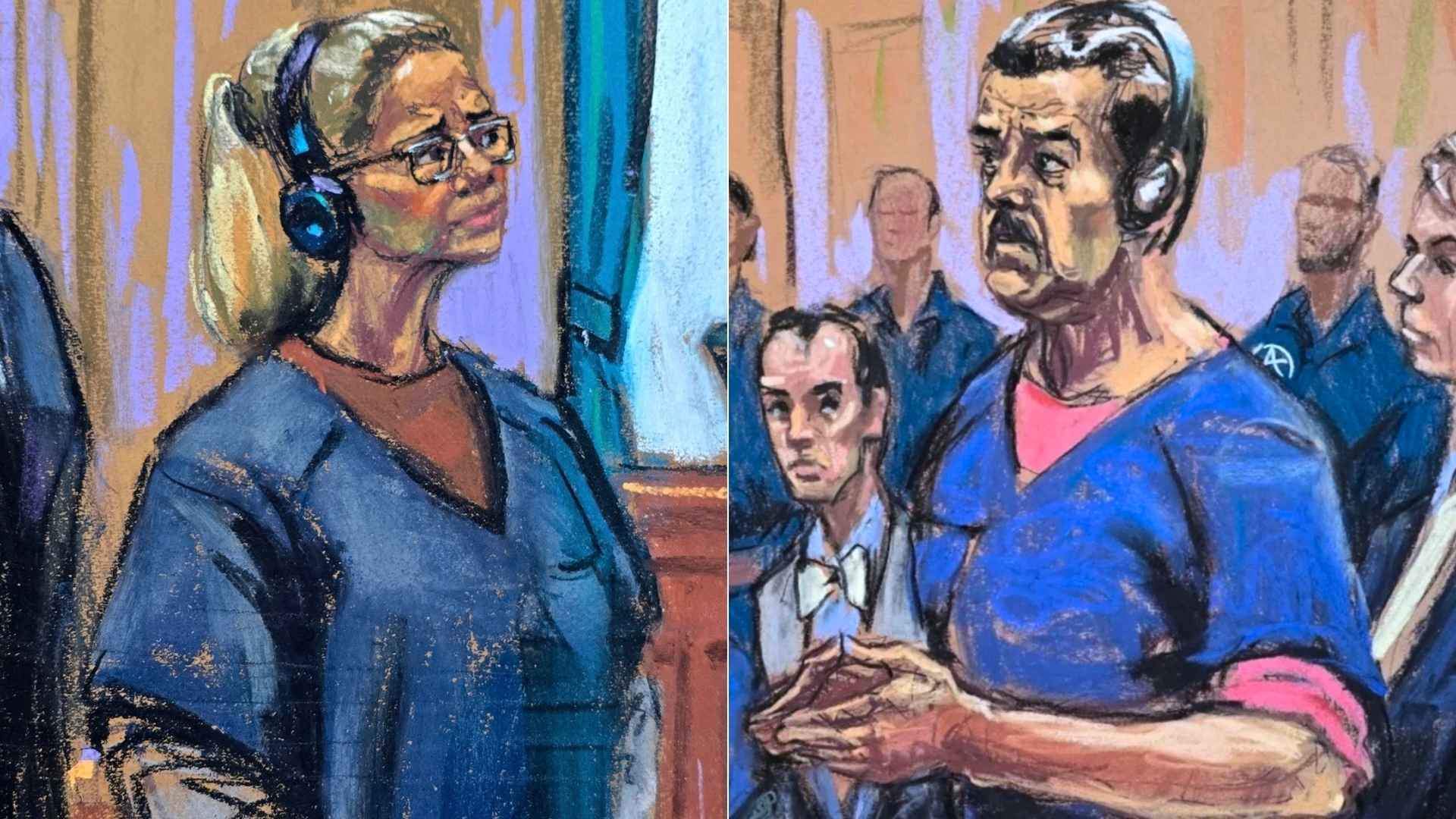 Bocetos de Cilia Flores y Nicolás Maduro de Jane Rosenberg - Fotos EFE