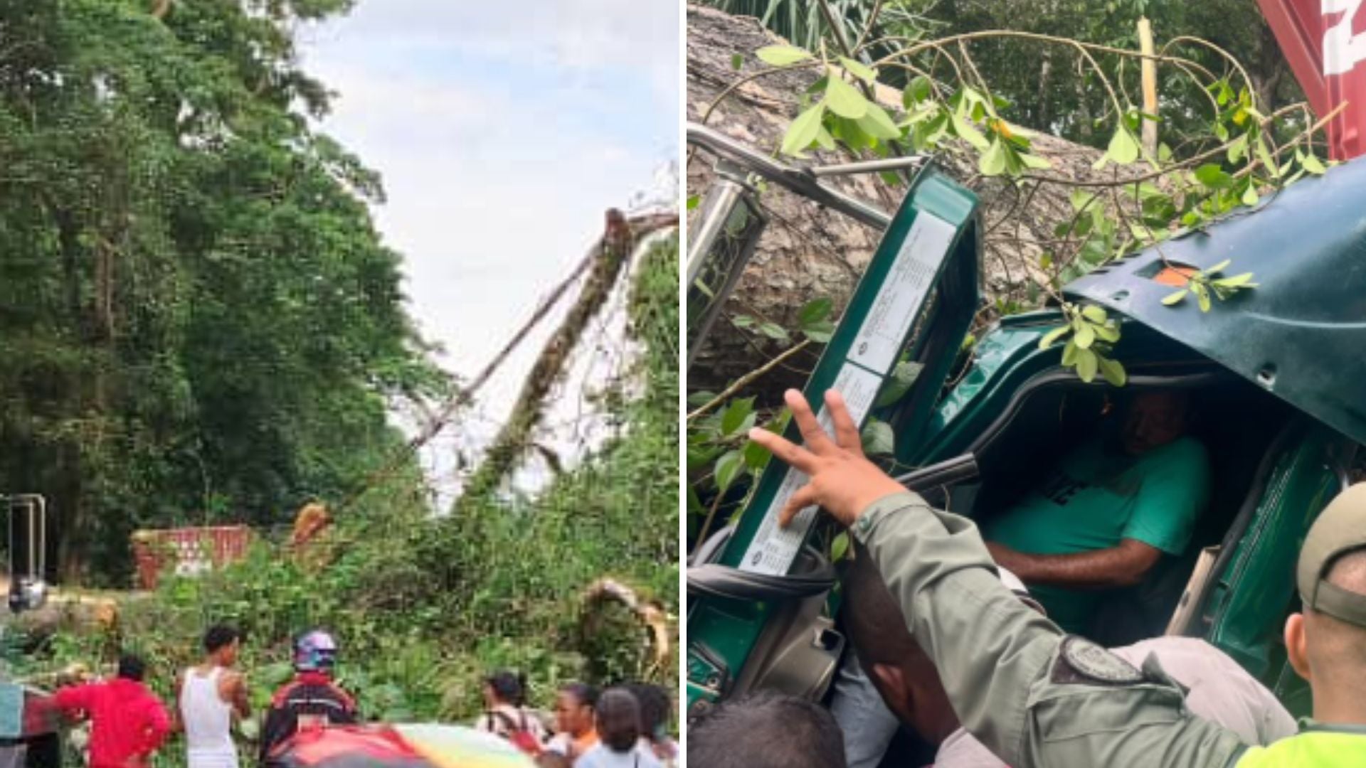 Conductor de carga pesada quedó atrapado en la cabina de su gandola en Miranda, Venezuela - Fotos: X