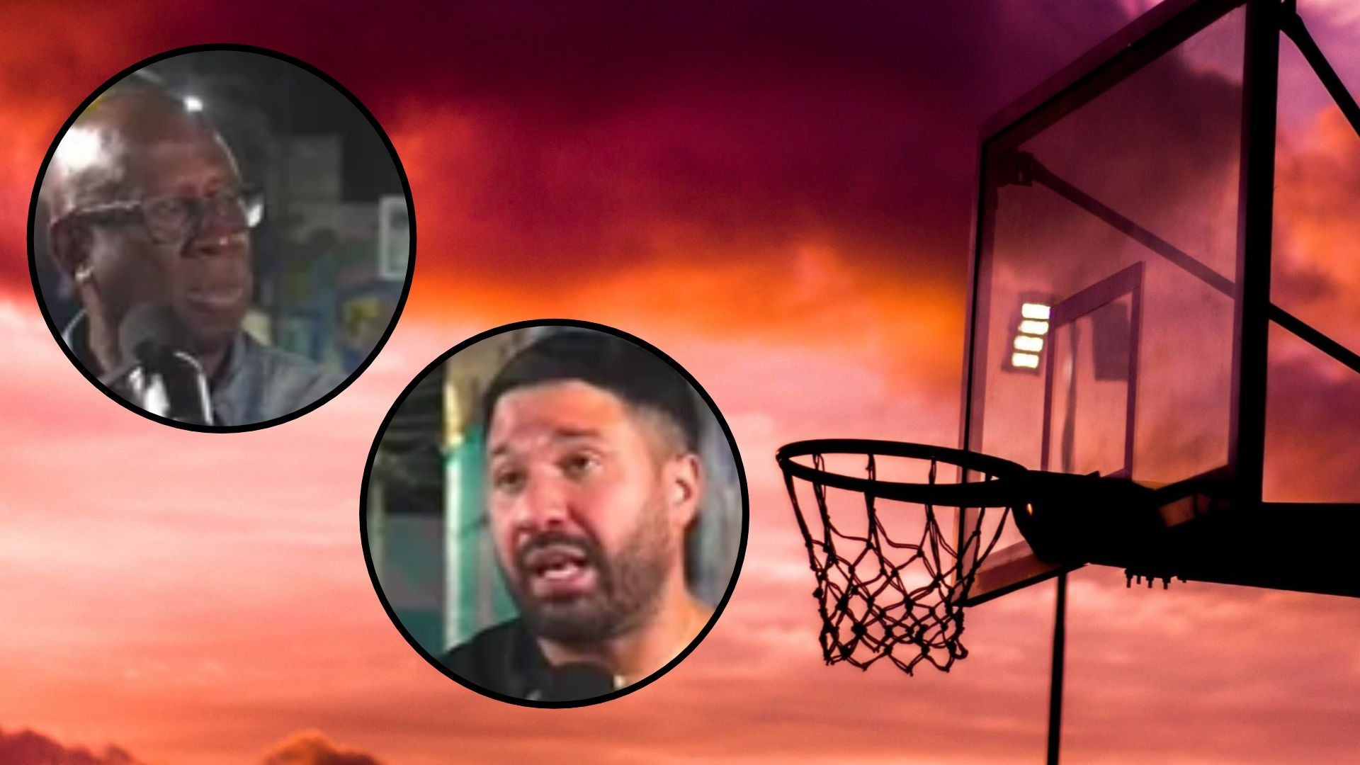 Exbasquetbolistas venezolanos Carl Herrera y Greivis Vásquez / Aro de básquet - Fotos: Facebook / Pexels