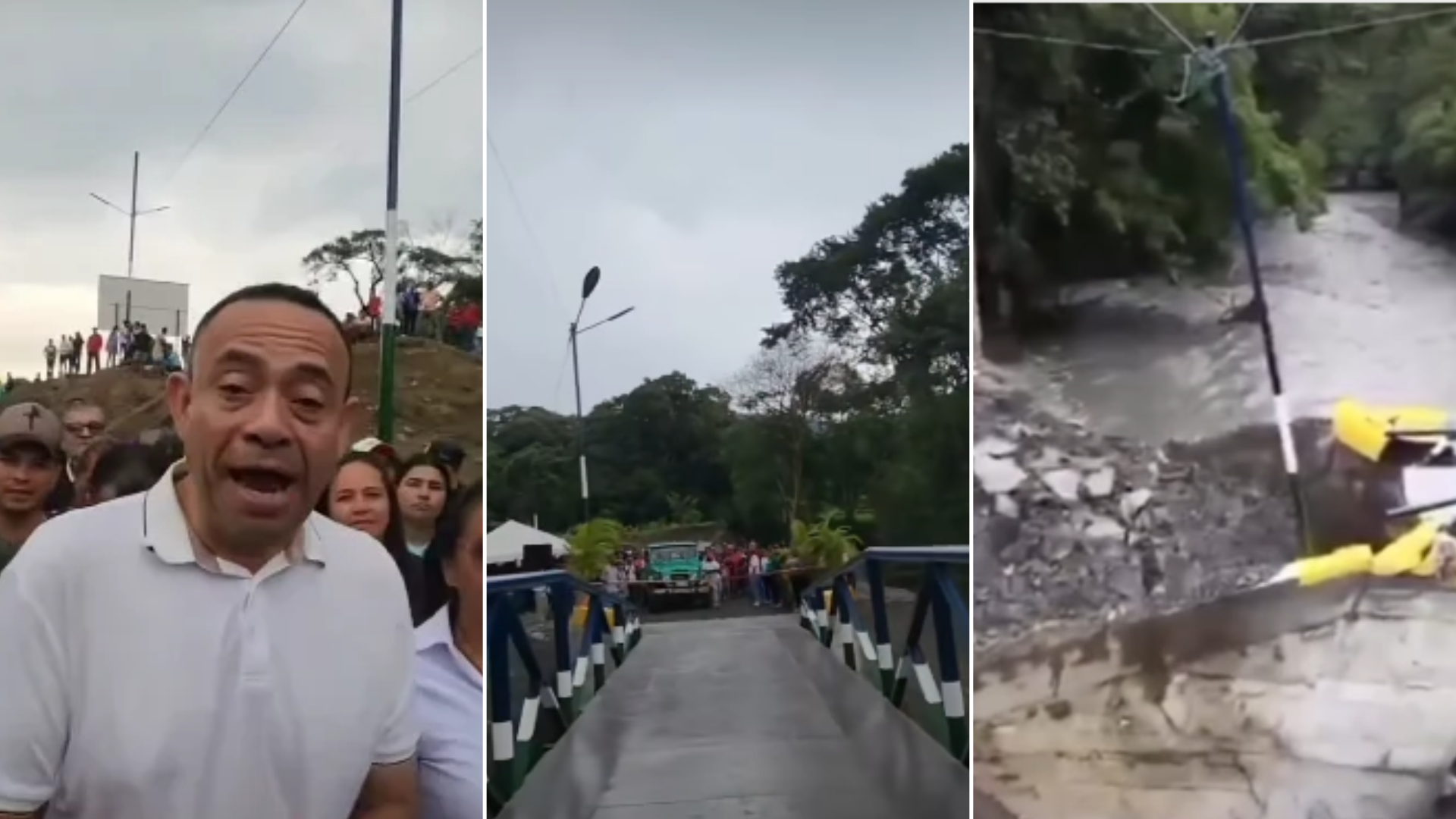 Gobernador chavista del estado Portuguesa inauguró puente que duró menos de 72 horas - Fotos: X