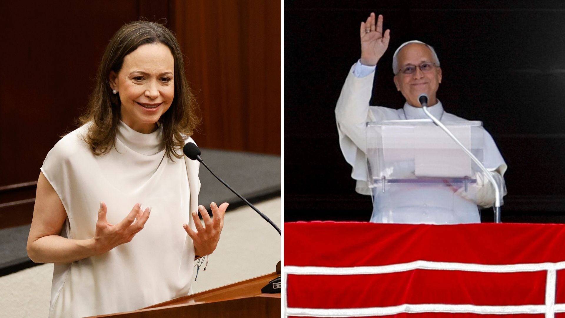 María Corina Machado y papa León XIV - EFE