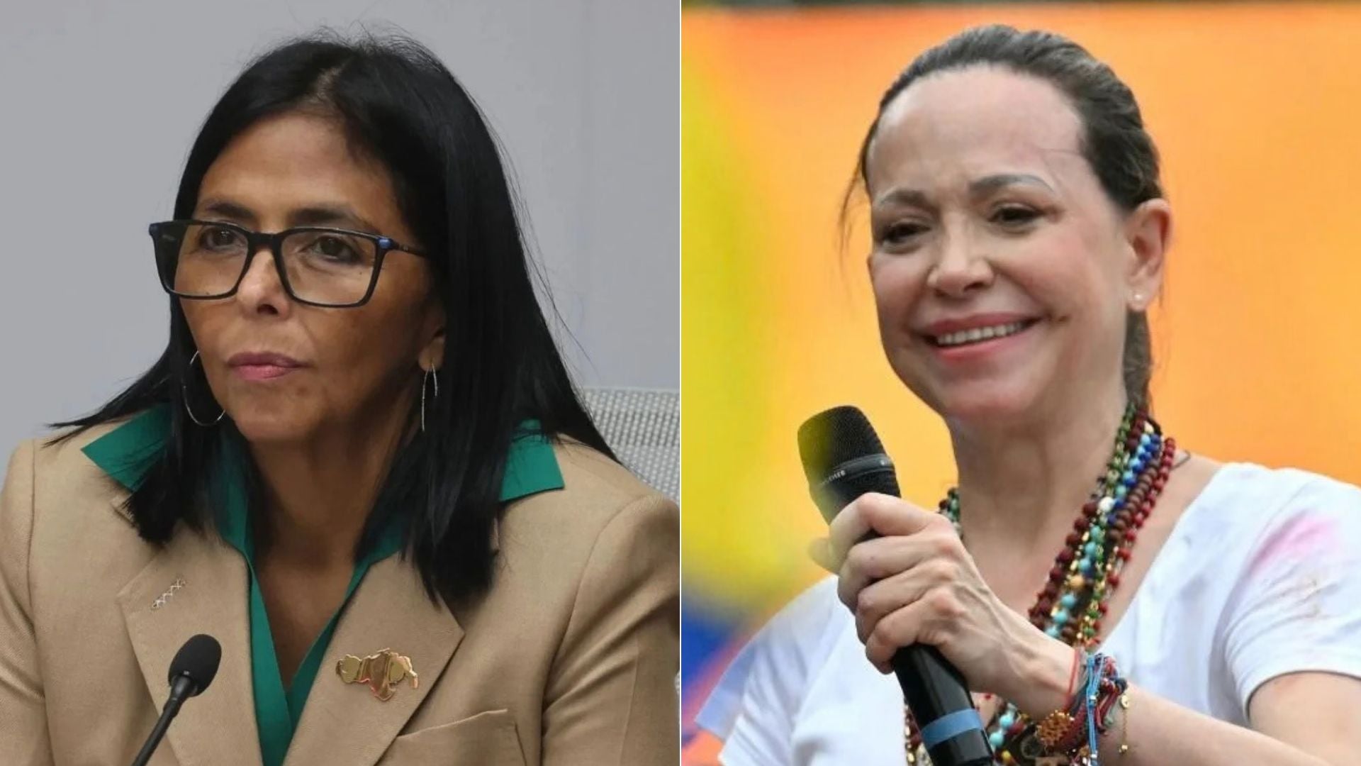 Delcy Rodríguez y María Corina Machado | Fotos: EFE-AFP