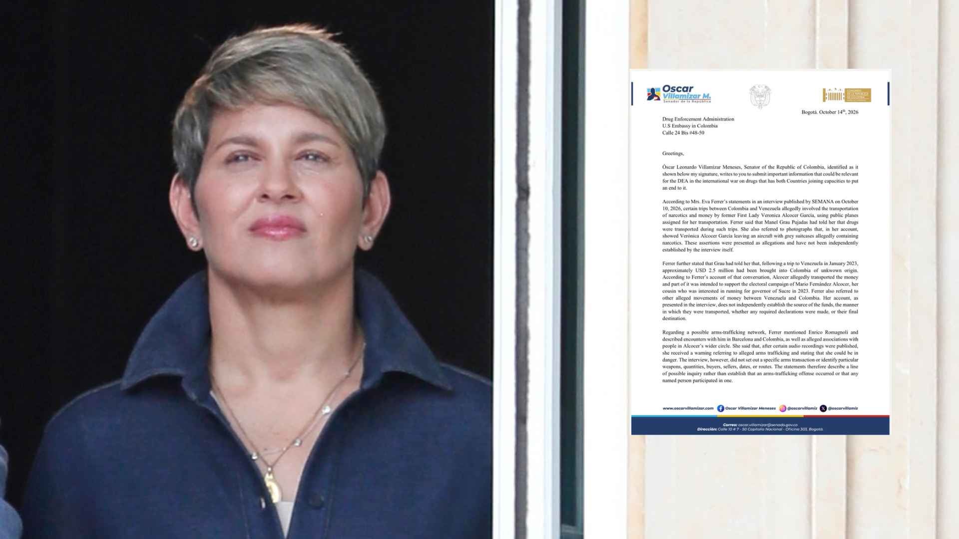 Verónica Alcocer - Foto EFE/ Carta: Oscar Villamizar