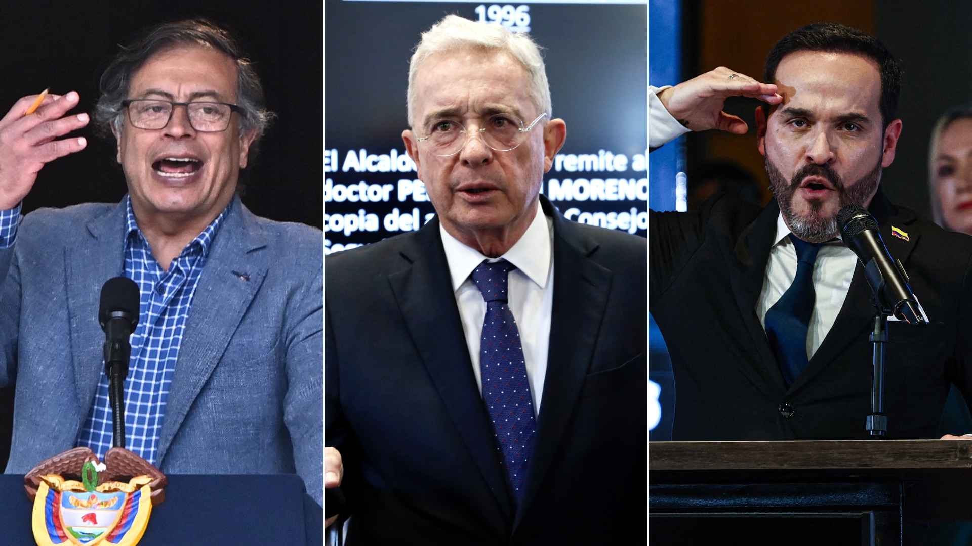 Gustavo Petro/ Álvaro Uribe/ Abelardo de la Espriella - Fotos AFP