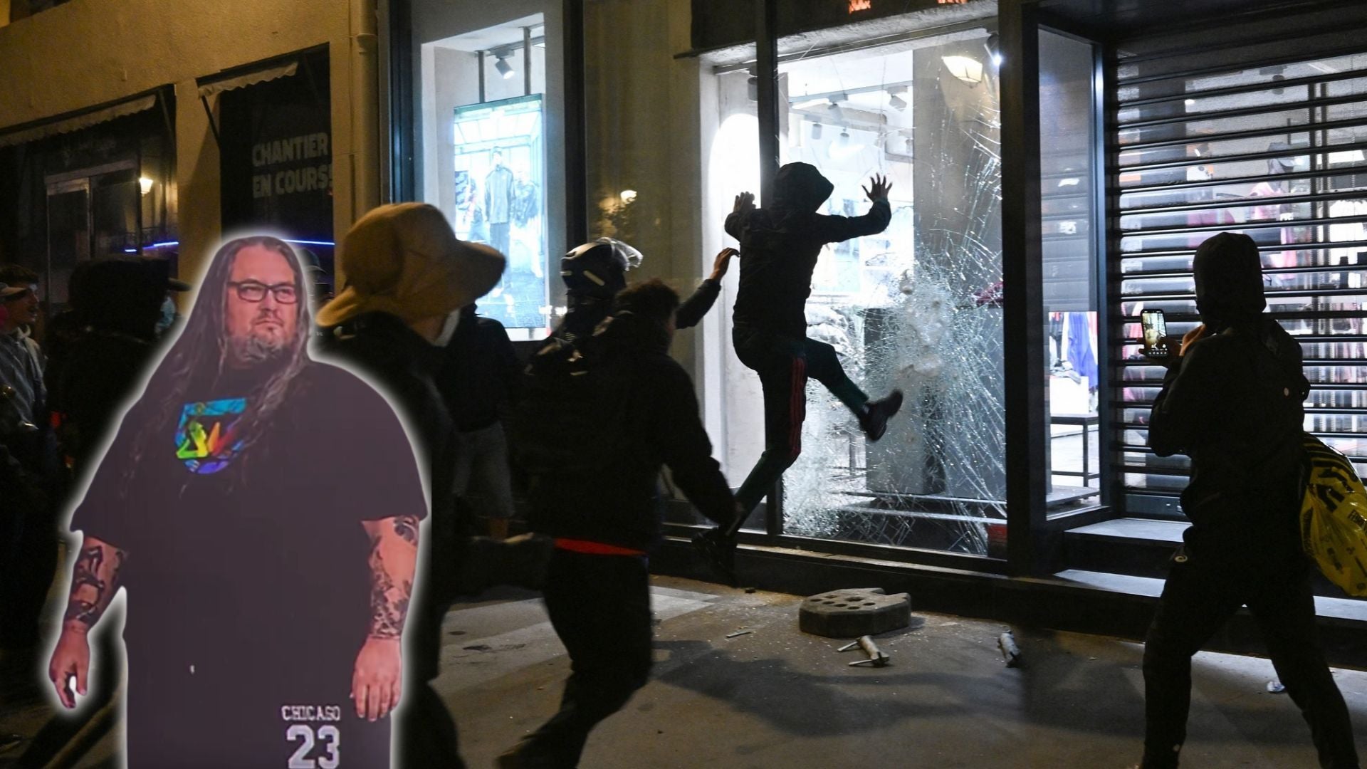 Pierre Collin, comerciante de la ciudad de Niza, se convirtió en símbolo de resistencia en medio de las protestas - Foto: AFP - Captura pantalla