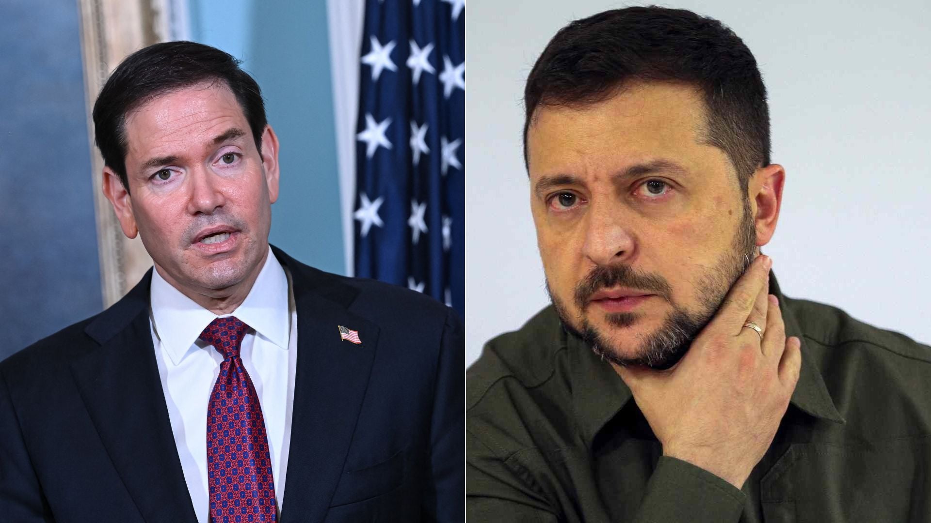 Volodímir Zelenski y Marco Rubio Foto ilustración Canva