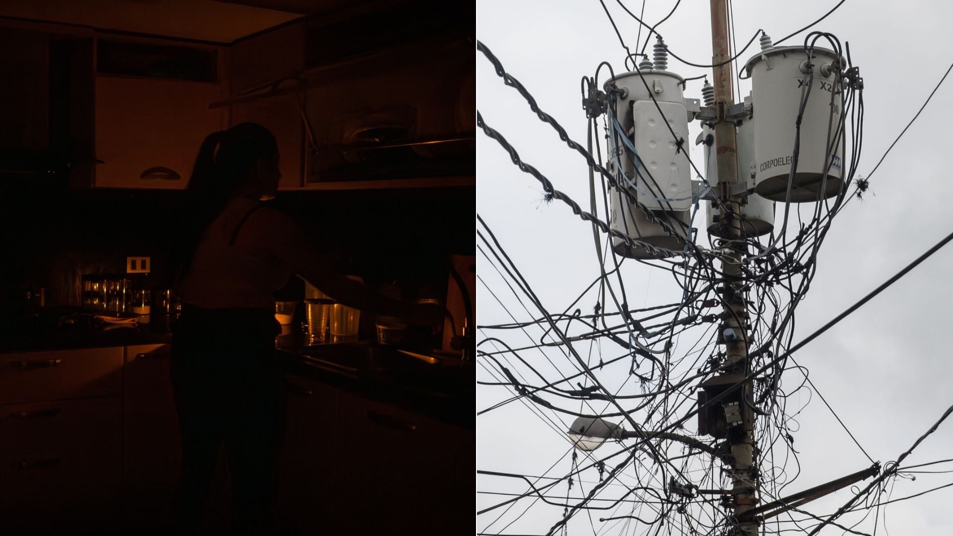 Apagón en una vivienda de Venezuela / Antenas y cableado eléctrico en una zona popular - Fotos: EFE