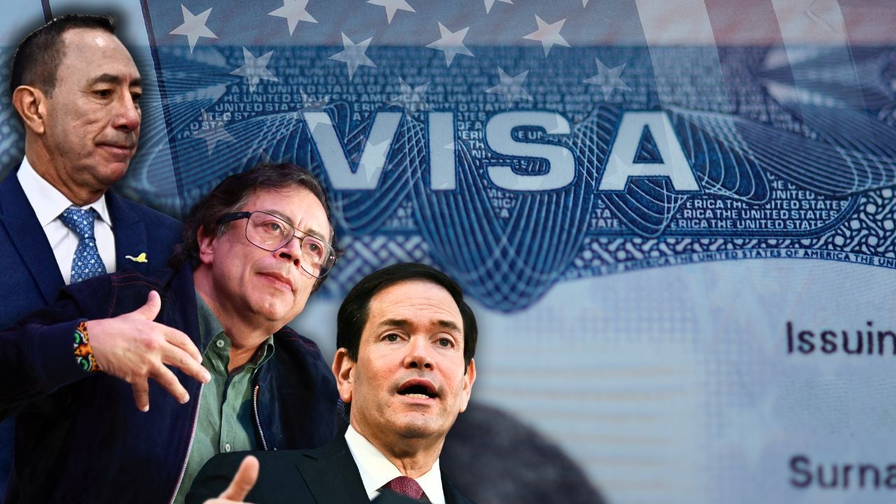 Ricardo Roa/ Gustavo Petro/ Marco Rubio - Fotos AFP/ Visa - Foto Canva de referencia