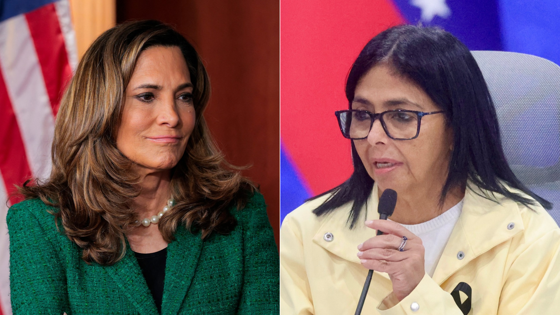 María Elvira Salazar y Delcy Rodríguez | Fotos: AFP - EFE