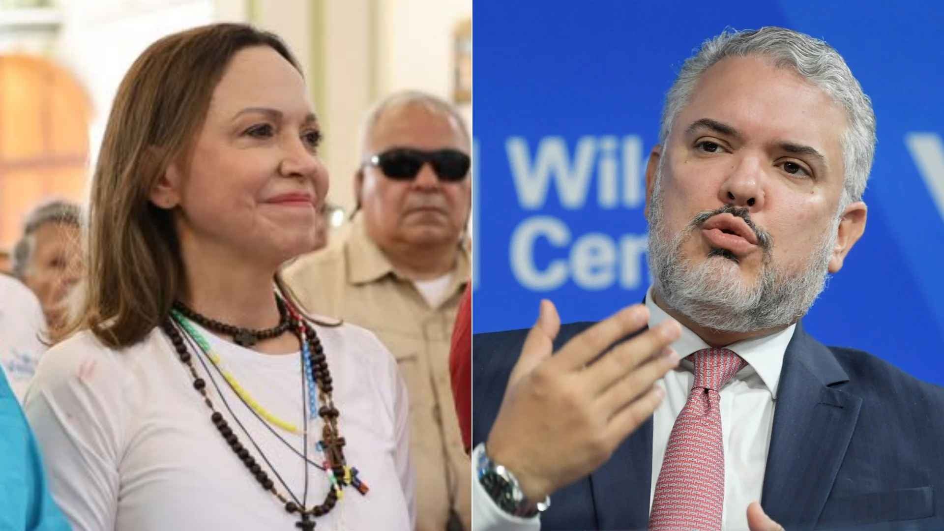 María Corina Machado - Foto X: @ConVzlaComando/ Iván Duque - Foto AFP