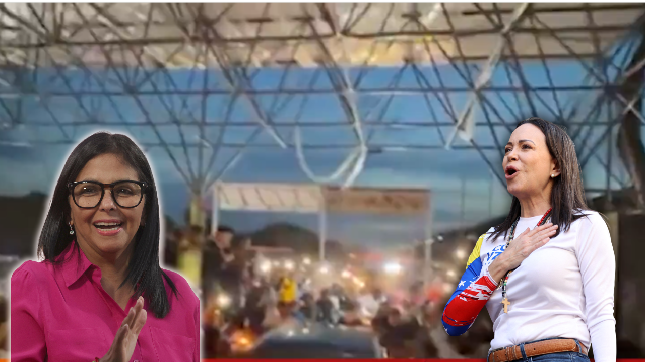 En la caravana de María Corina Machado gritan los venezolanos: "¡Fuera Delcy!" / FOTO: Canva