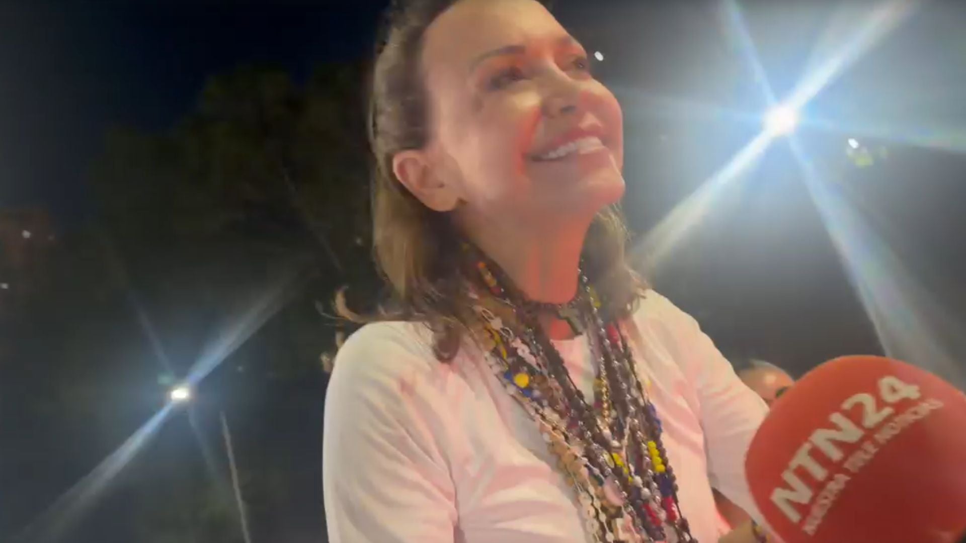 María Corina Machado en diálogo con NTN24 a su ingreso a Caracas.