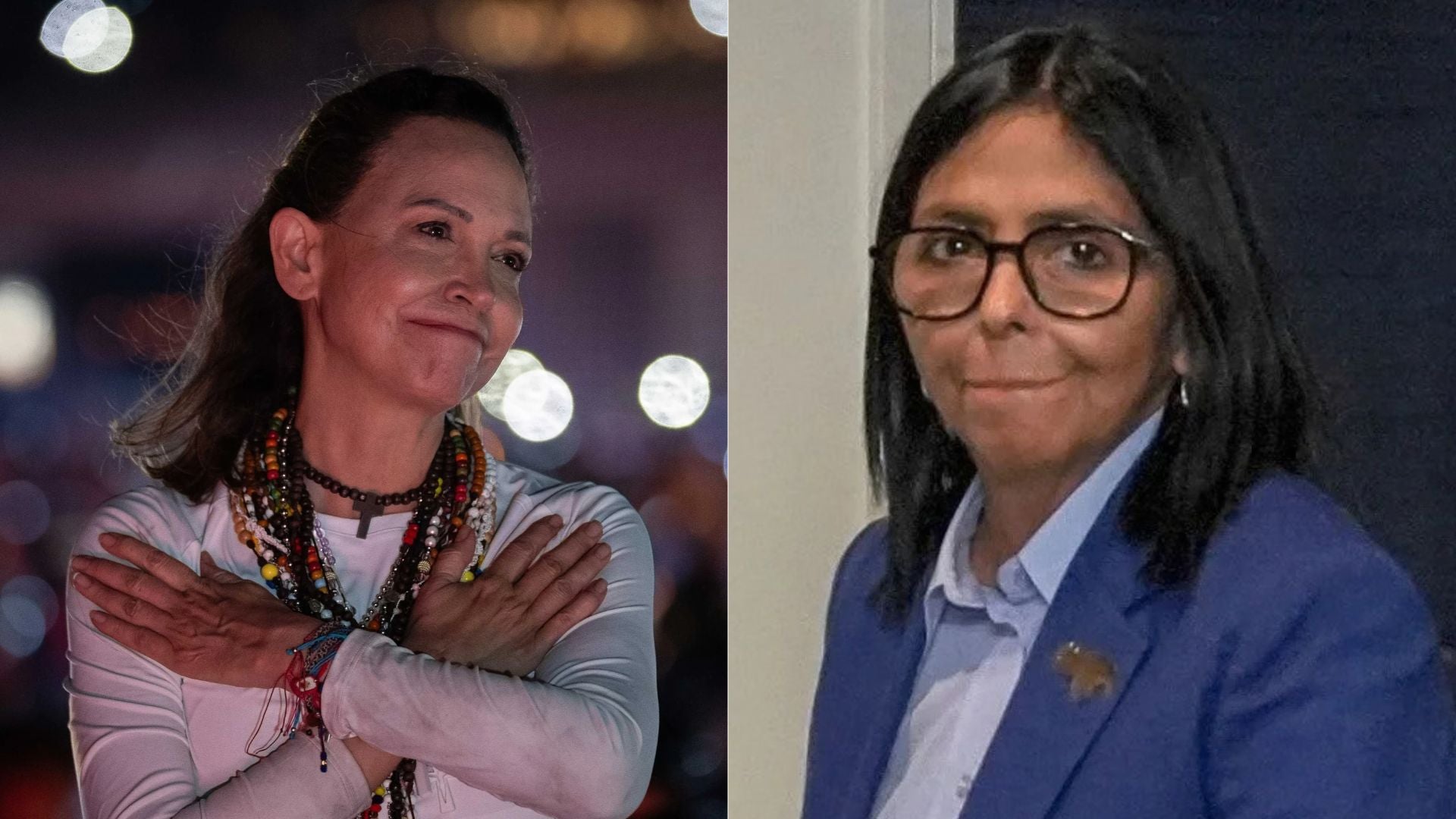 María Corina Machado; Delcy Rodríguez.